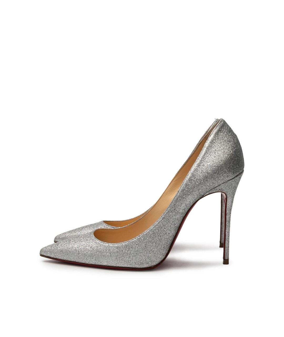 CHRISTIAN LOUBOUTIN Серебряные кожаные туфли, фото 5