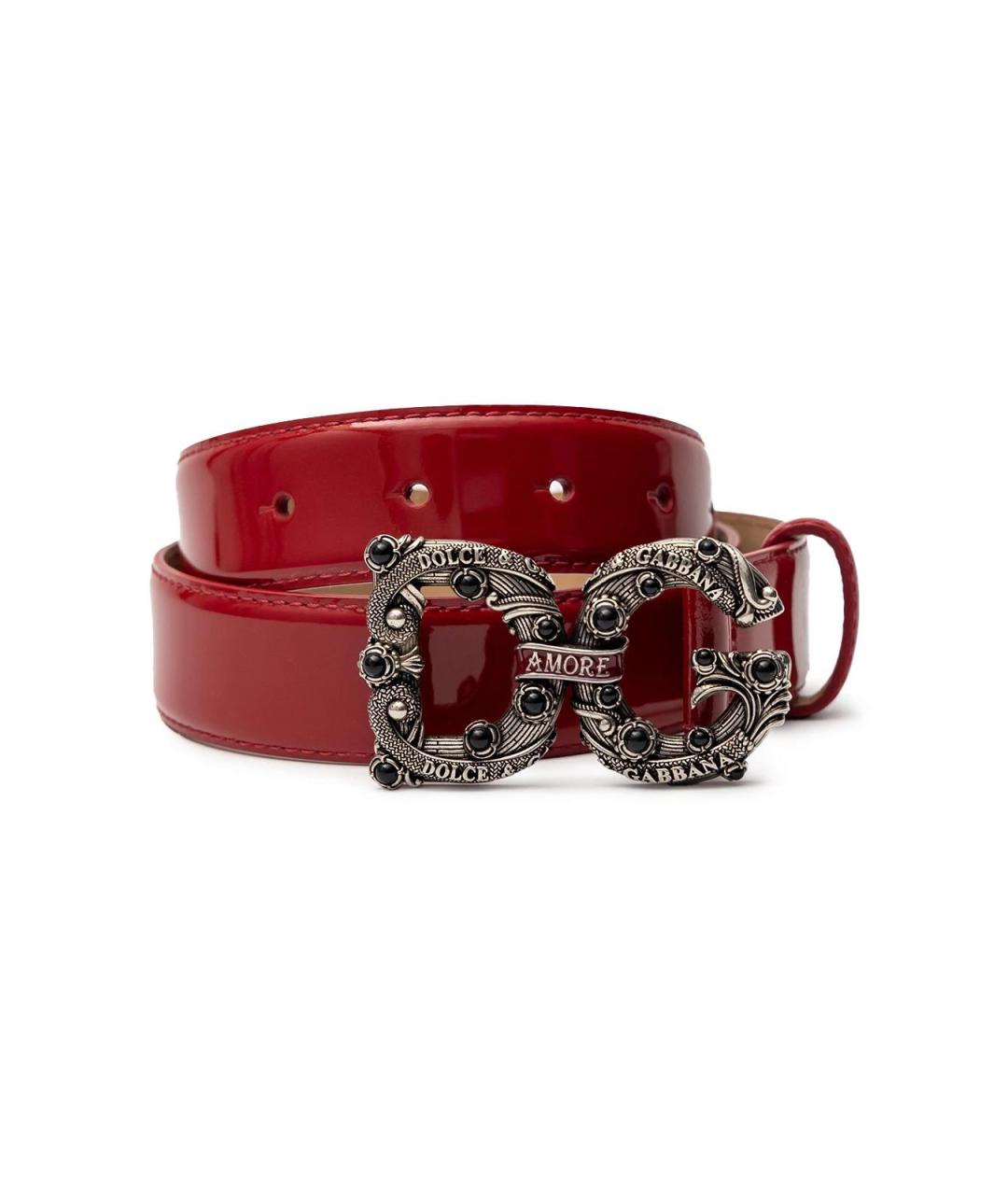 DOLCE&GABBANA Красный кожаный ремень, фото 4