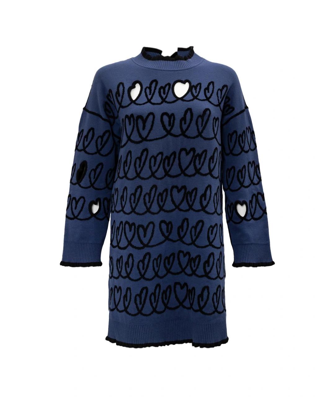 FENDI Синее шерстяное повседневное платье, фото 4
