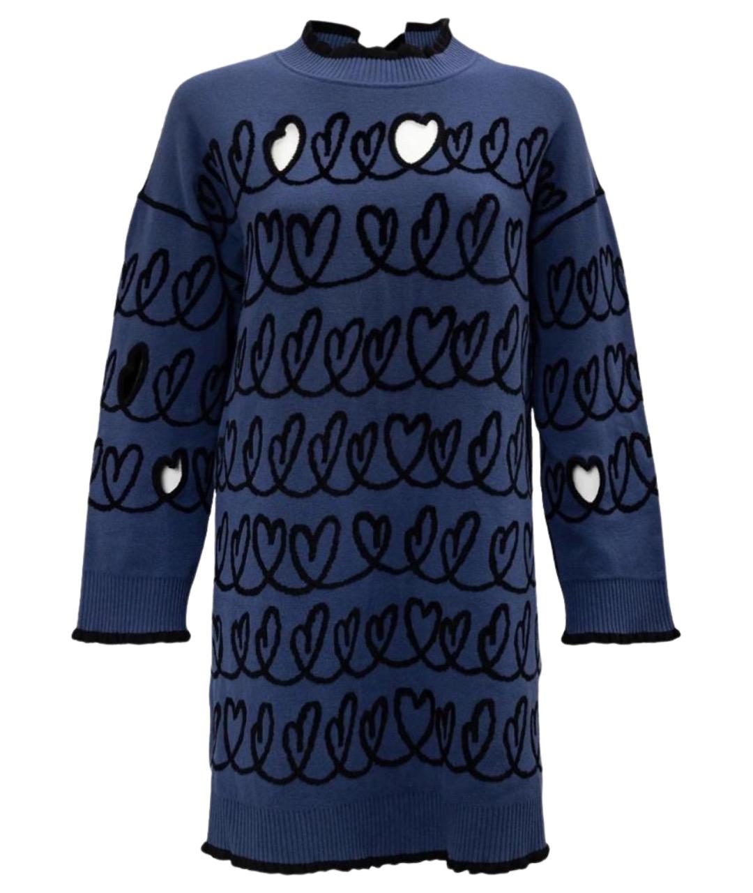 FENDI Синее шерстяное повседневное платье, фото 1