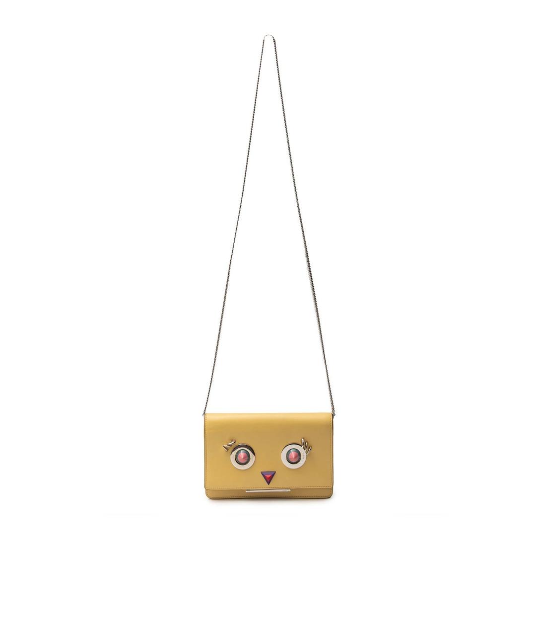 FENDI Желтая кожаная сумка через плечо, фото 4