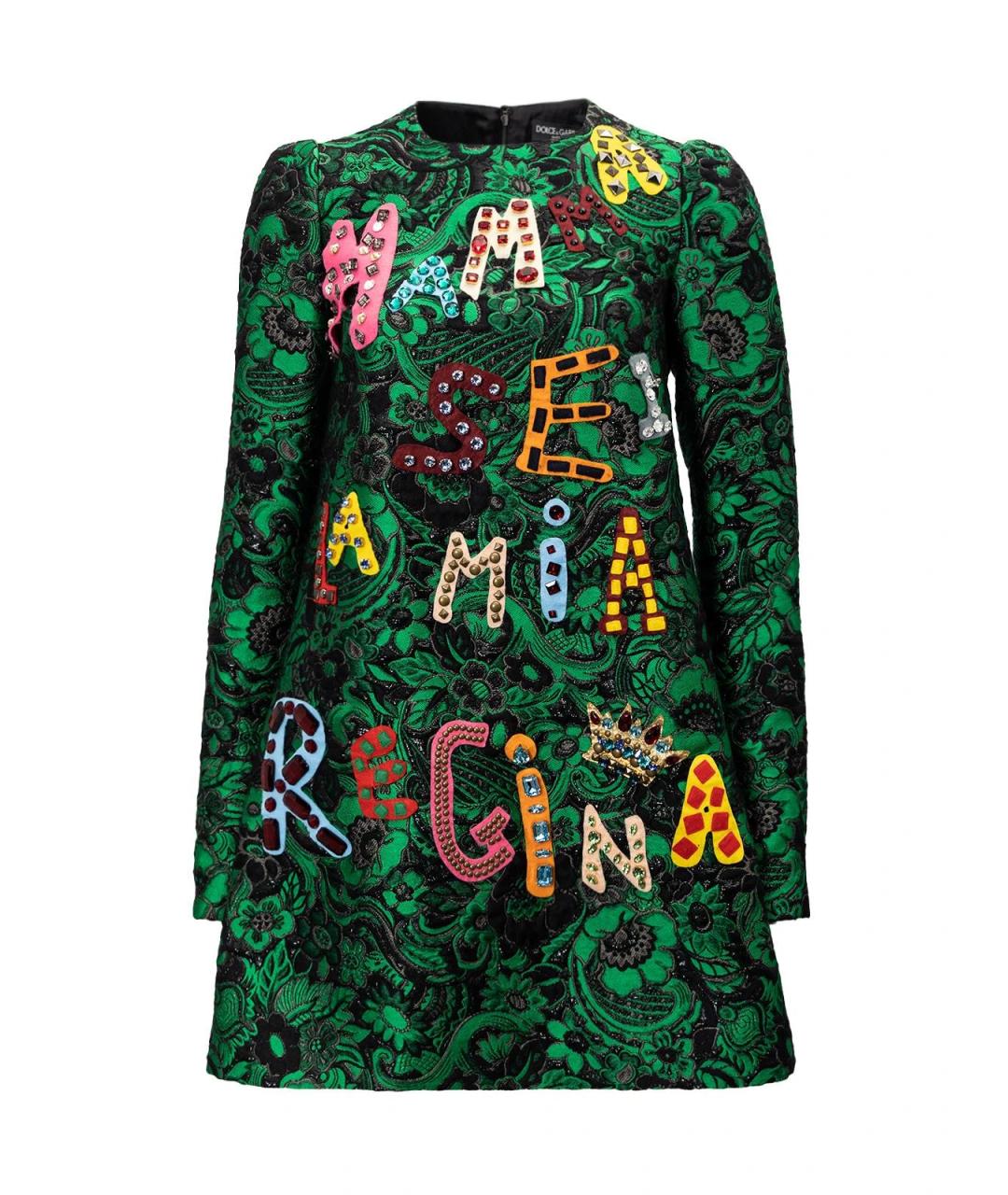 DOLCE&GABBANA Зеленое полиэстеровое повседневное платье, фото 4