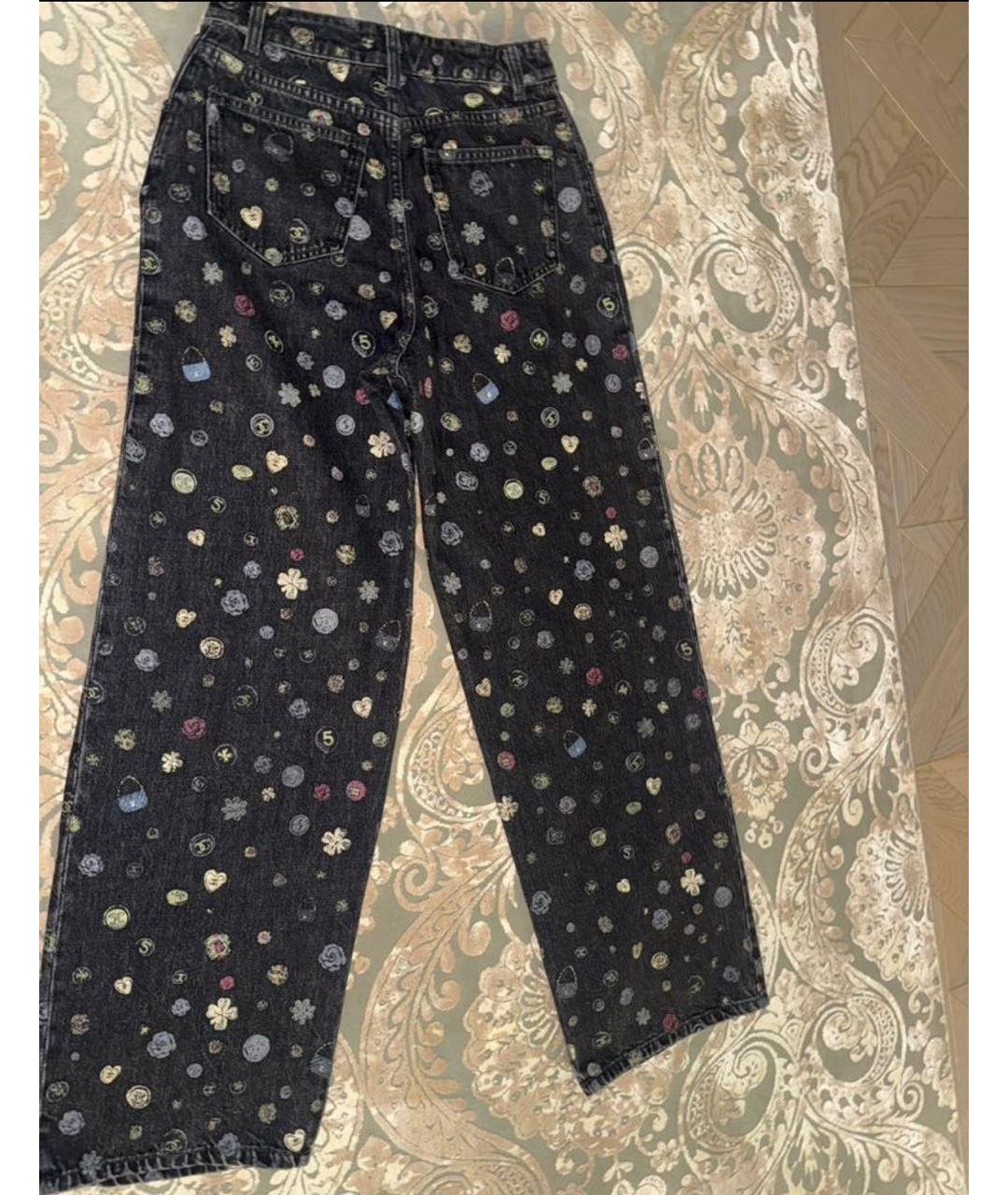 CHANEL Черные хлопковые прямые джинсы, фото 3