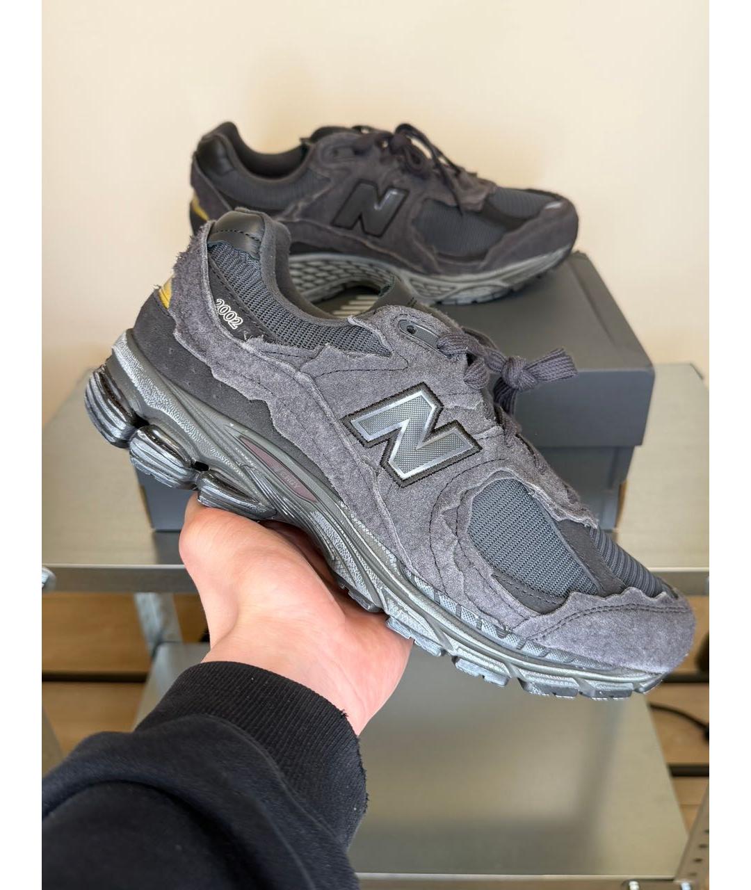 NEW BALANCE Антрацитовые замшевые низкие кроссовки / кеды, фото 2