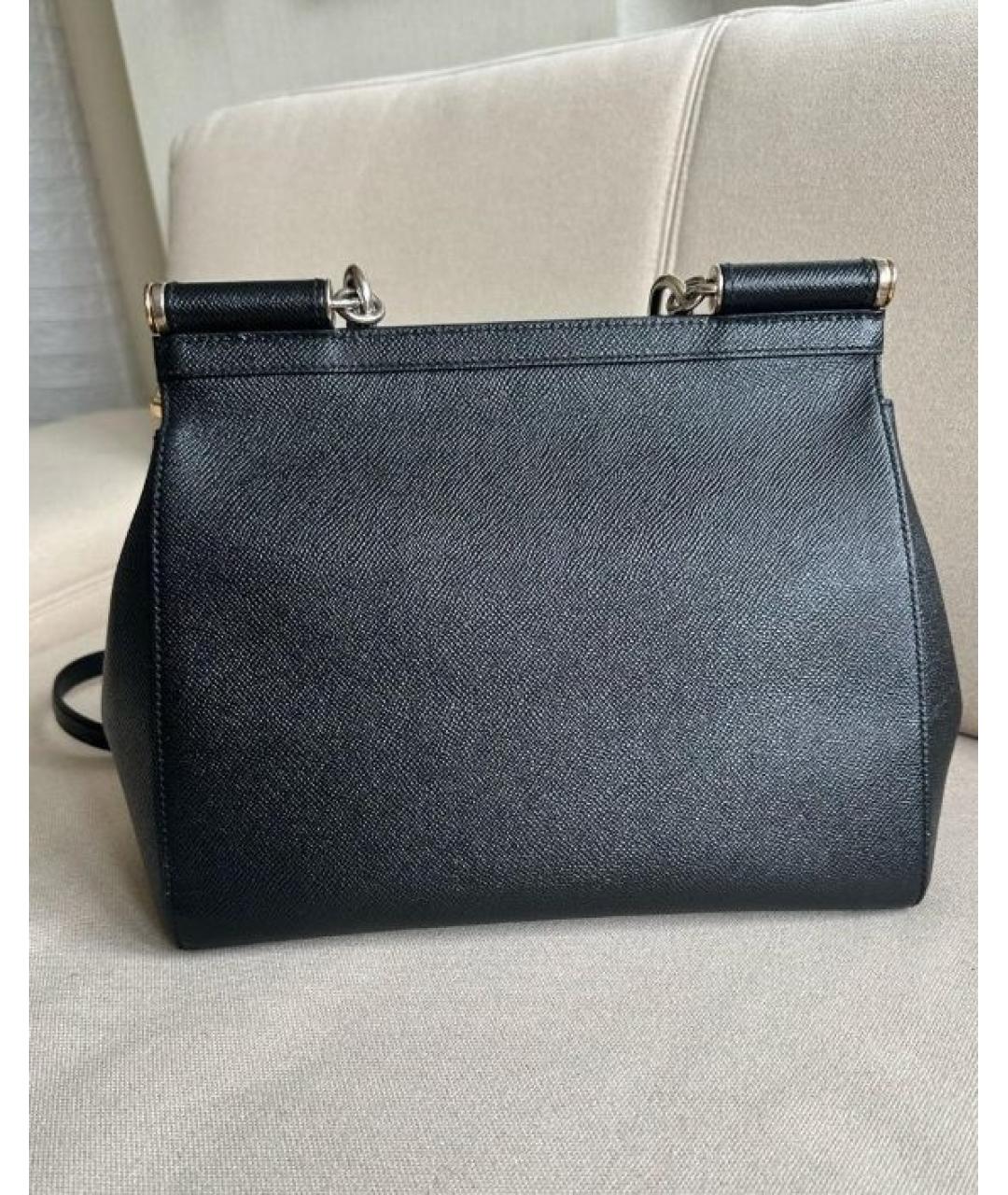 DOLCE&GABBANA Черная кожаная сумка с короткими ручками, фото 3