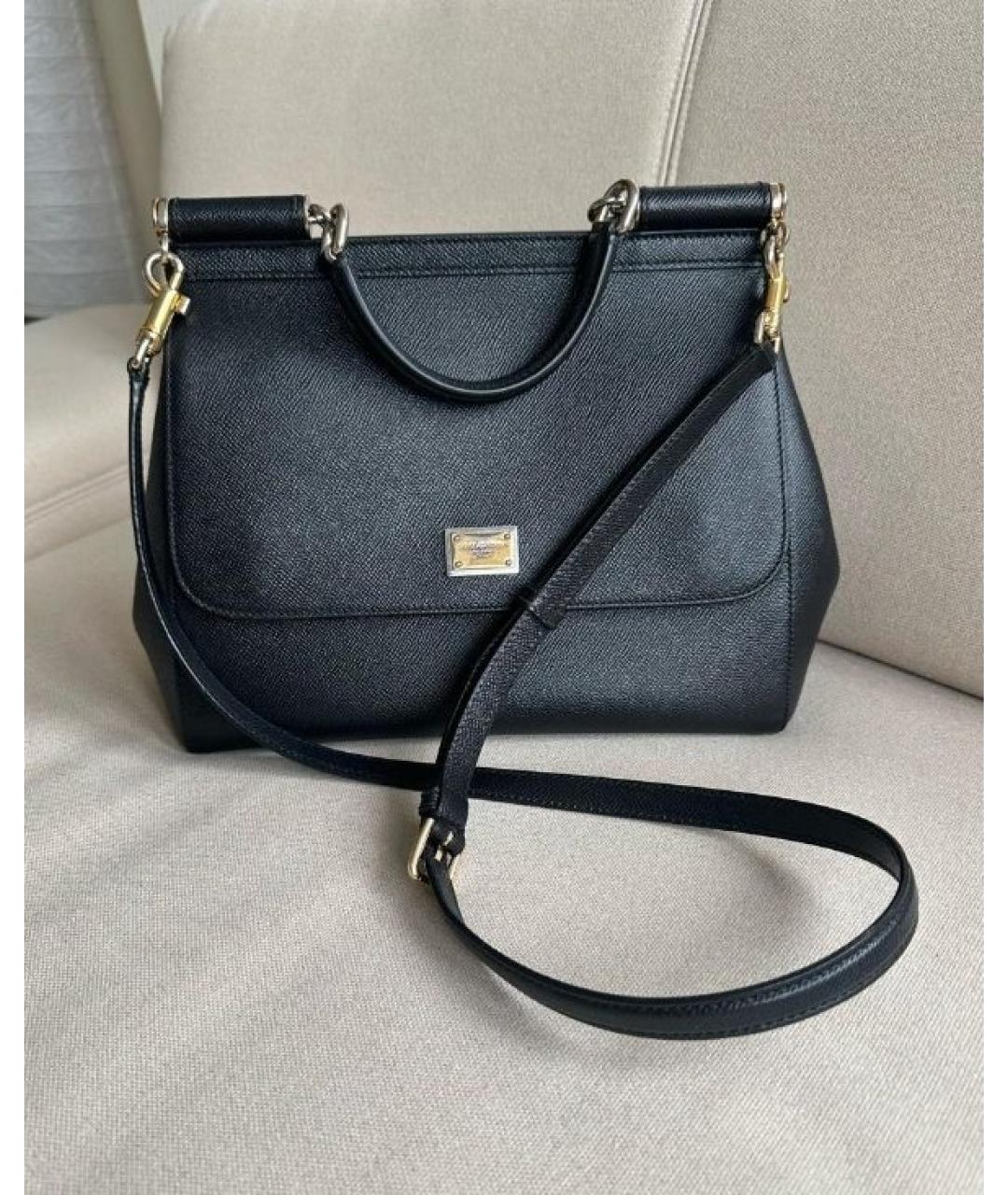 DOLCE&GABBANA Черная кожаная сумка с короткими ручками, фото 2