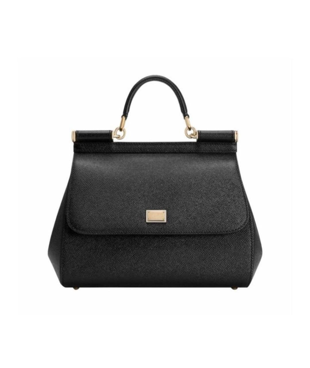 DOLCE&GABBANA Черная кожаная сумка с короткими ручками, фото 8