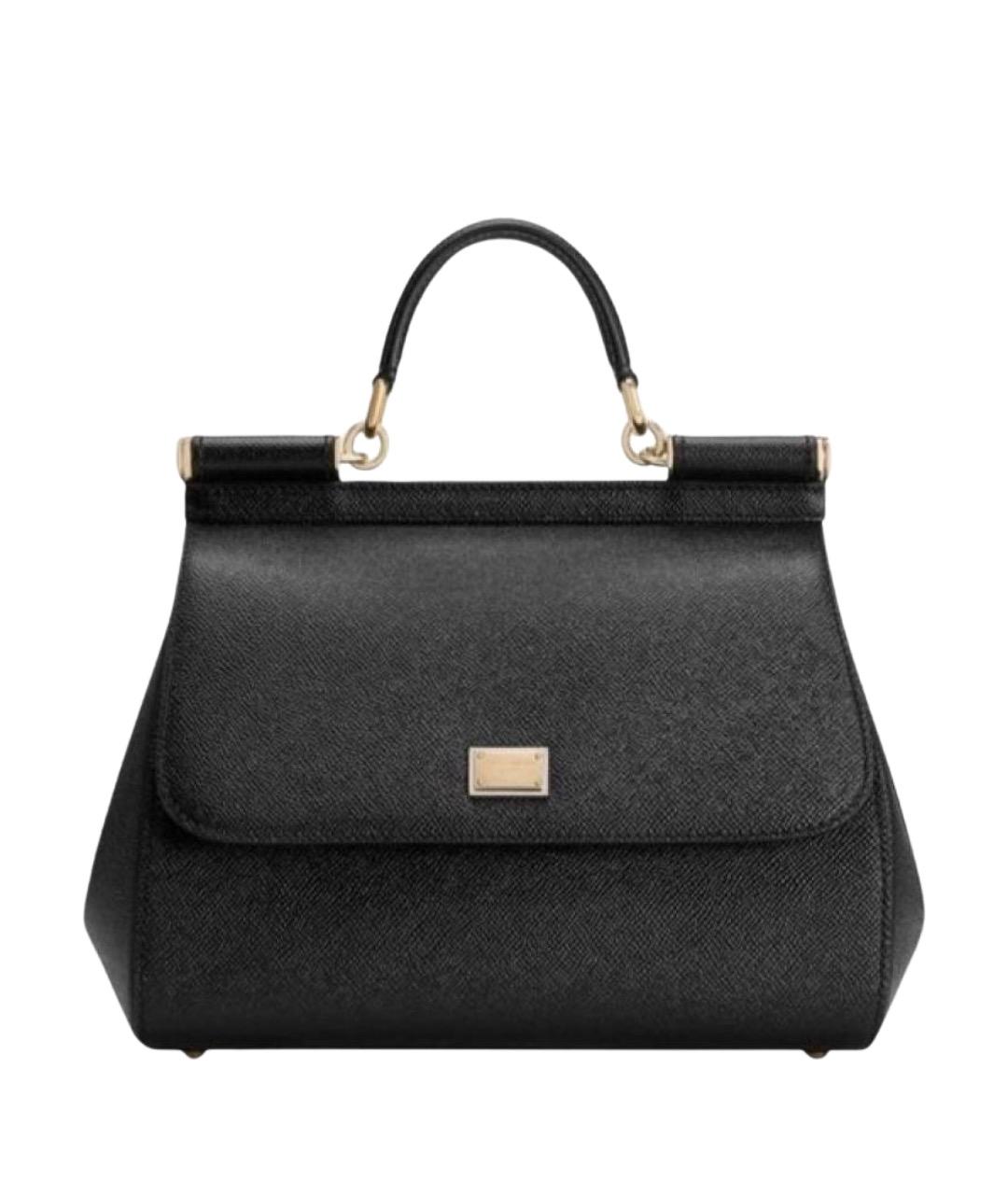 DOLCE&GABBANA Черная кожаная сумка с короткими ручками, фото 1
