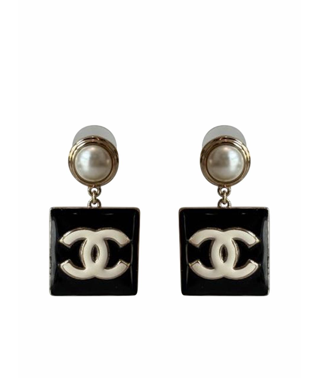 CHANEL Черные металлические серьги, фото 1