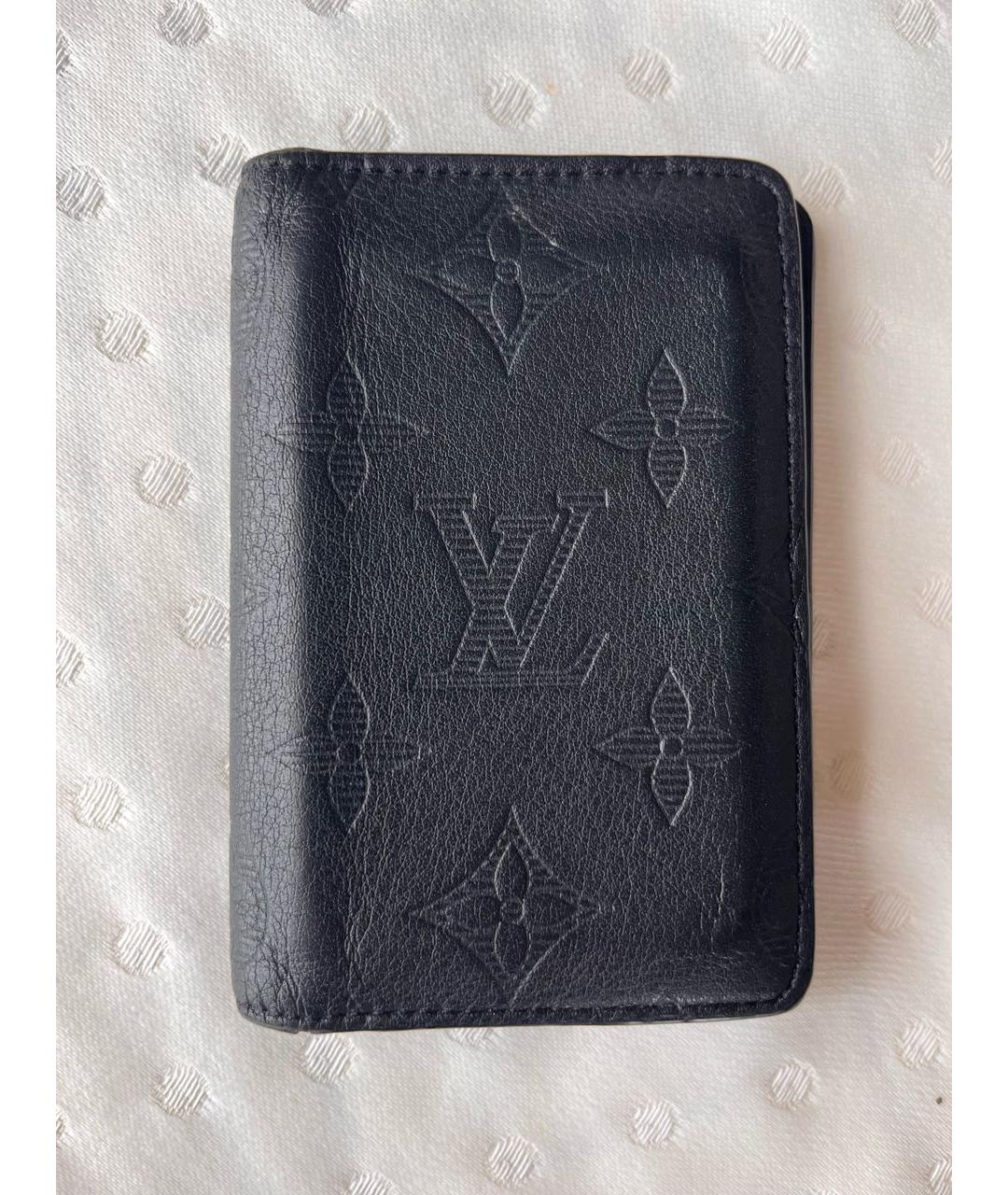 LOUIS VUITTON Черный кожаный кошелек, фото 5