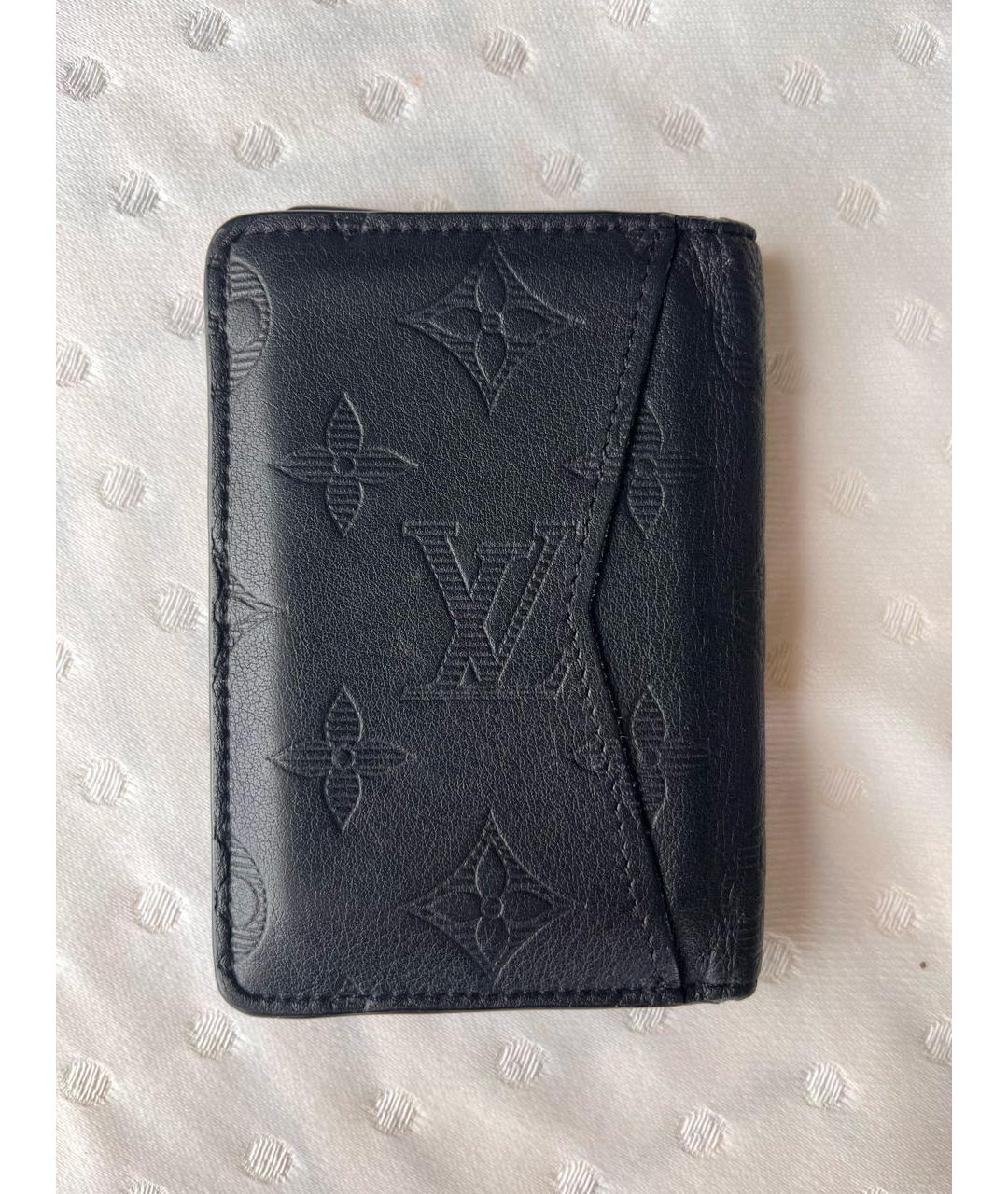 LOUIS VUITTON Черный кожаный кошелек, фото 2