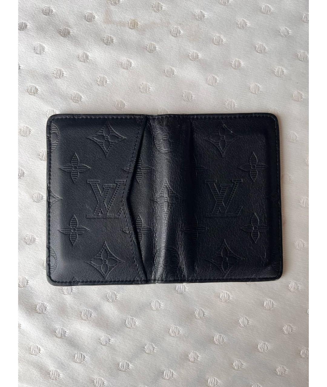 LOUIS VUITTON Черный кожаный кошелек, фото 4