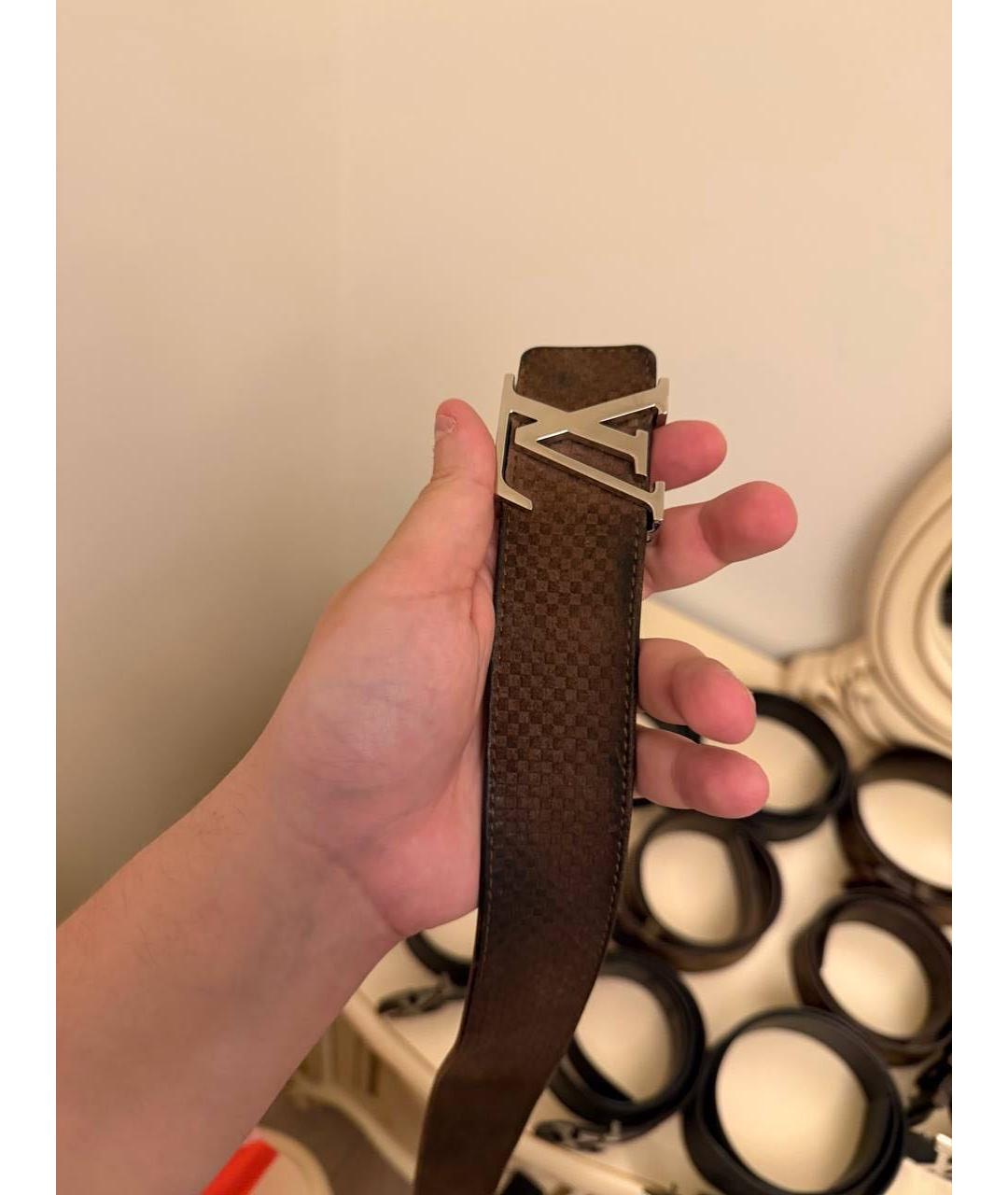 LOUIS VUITTON Коричневый кожаный ремень, фото 2