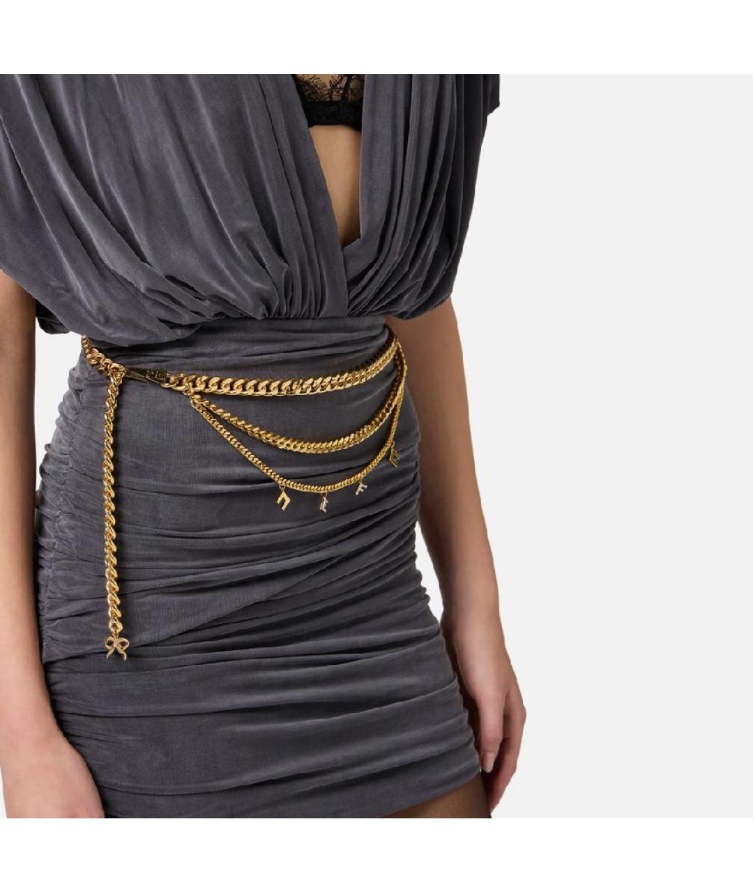 ELISABETTA FRANCHI Серое вискозное коктейльное платье, фото 4