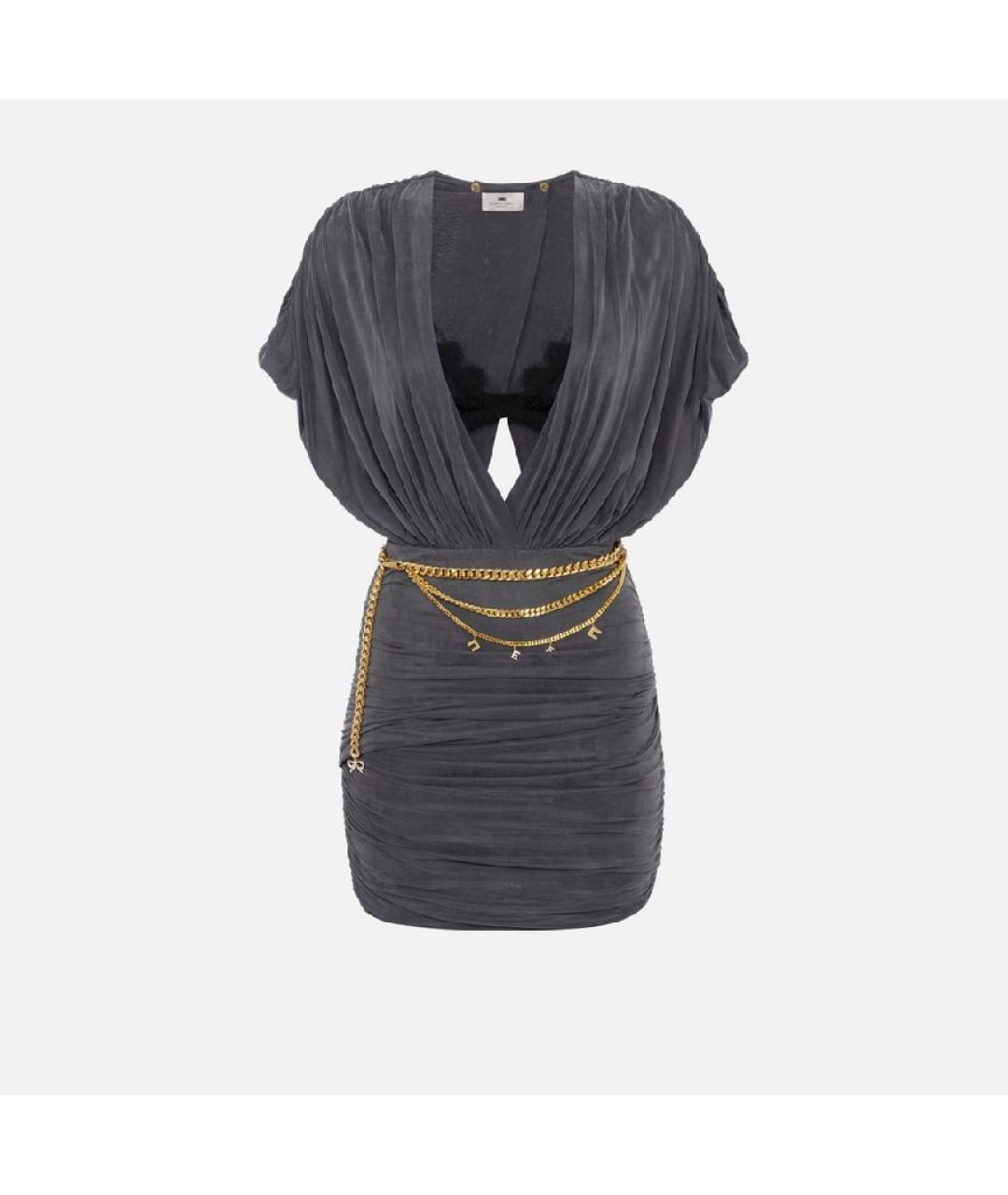ELISABETTA FRANCHI Серое вискозное коктейльное платье, фото 10