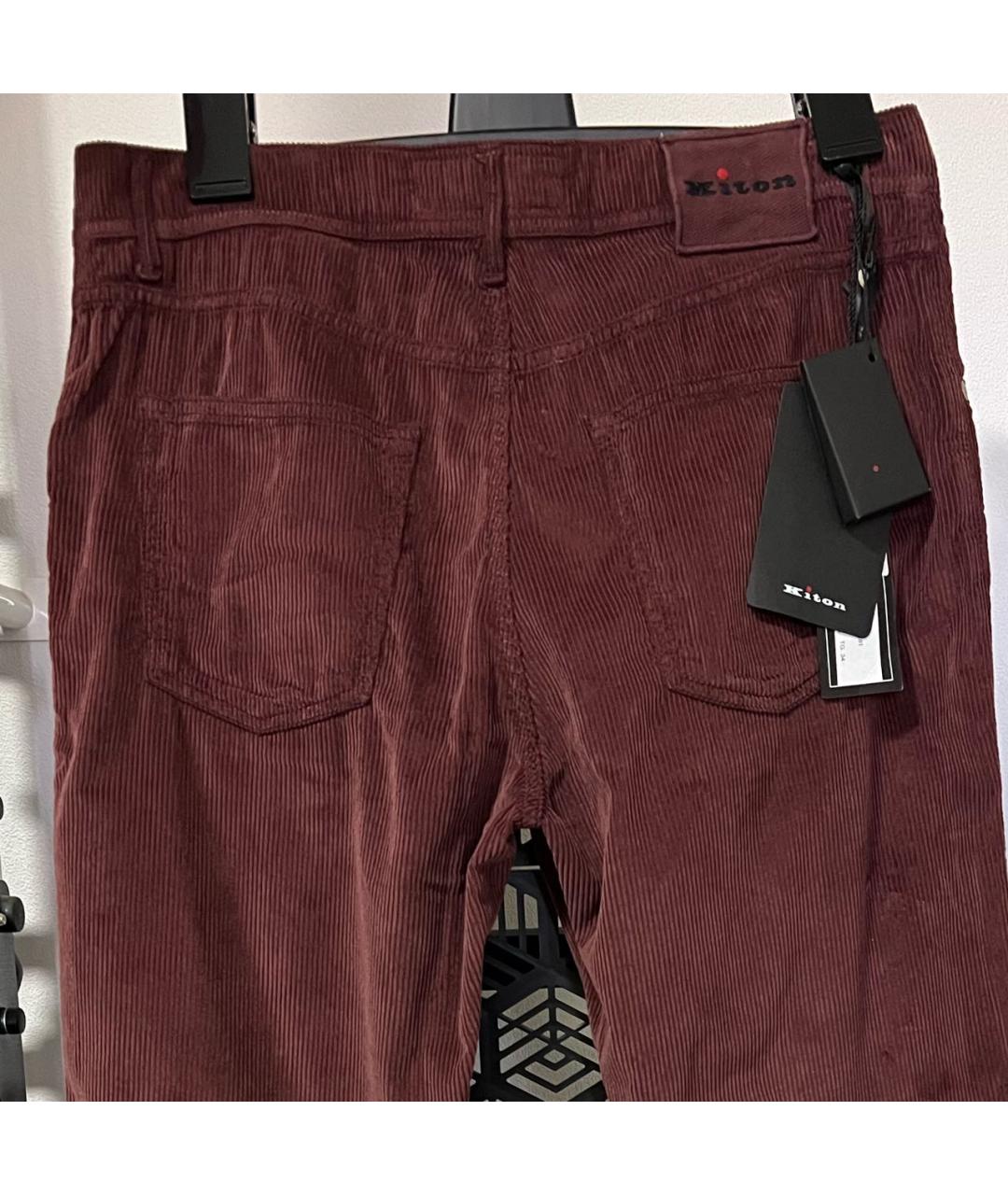 KITON Бордовые хлопковые повседневные брюки, фото 8