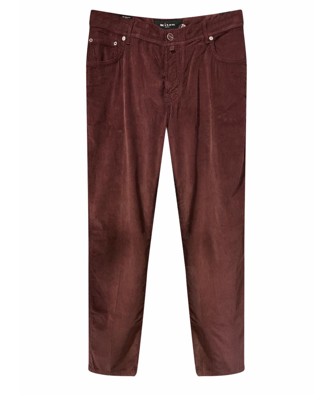 KITON Бордовые хлопковые повседневные брюки, фото 1