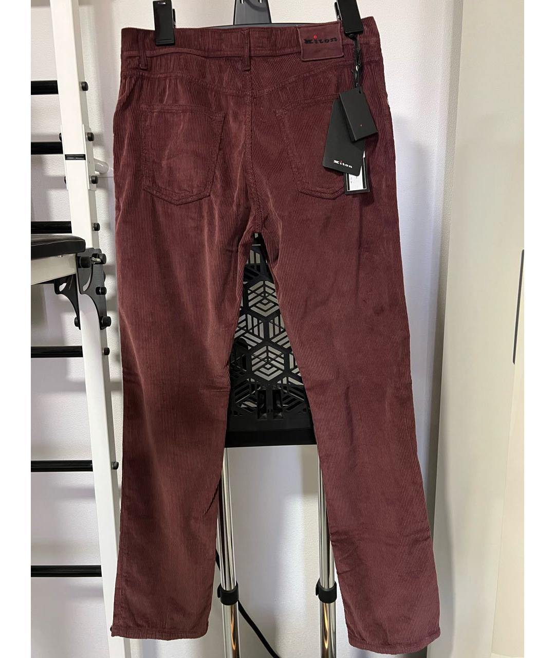 KITON Бордовые хлопковые повседневные брюки, фото 2