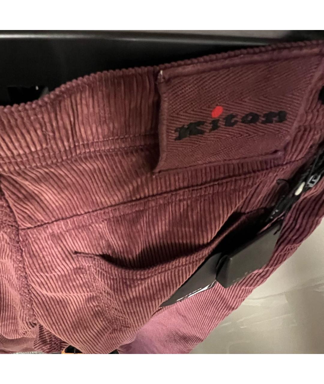 KITON Бордовые хлопковые повседневные брюки, фото 7