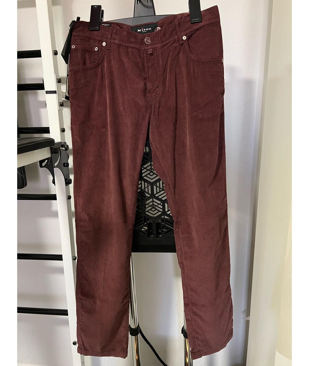 KITON Бордовые хлопковые повседневные брюки, фото 9