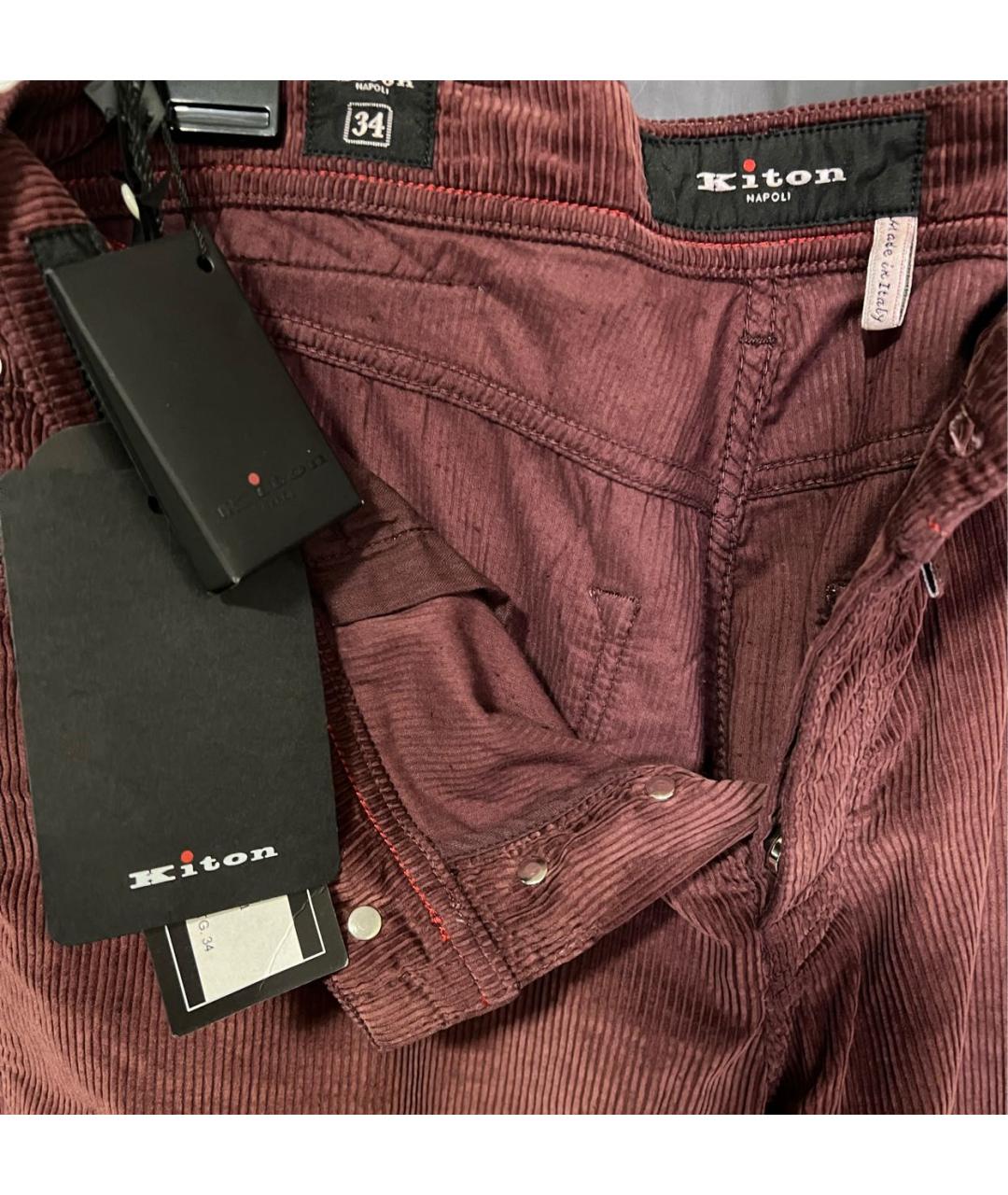 KITON Бордовые хлопковые повседневные брюки, фото 6