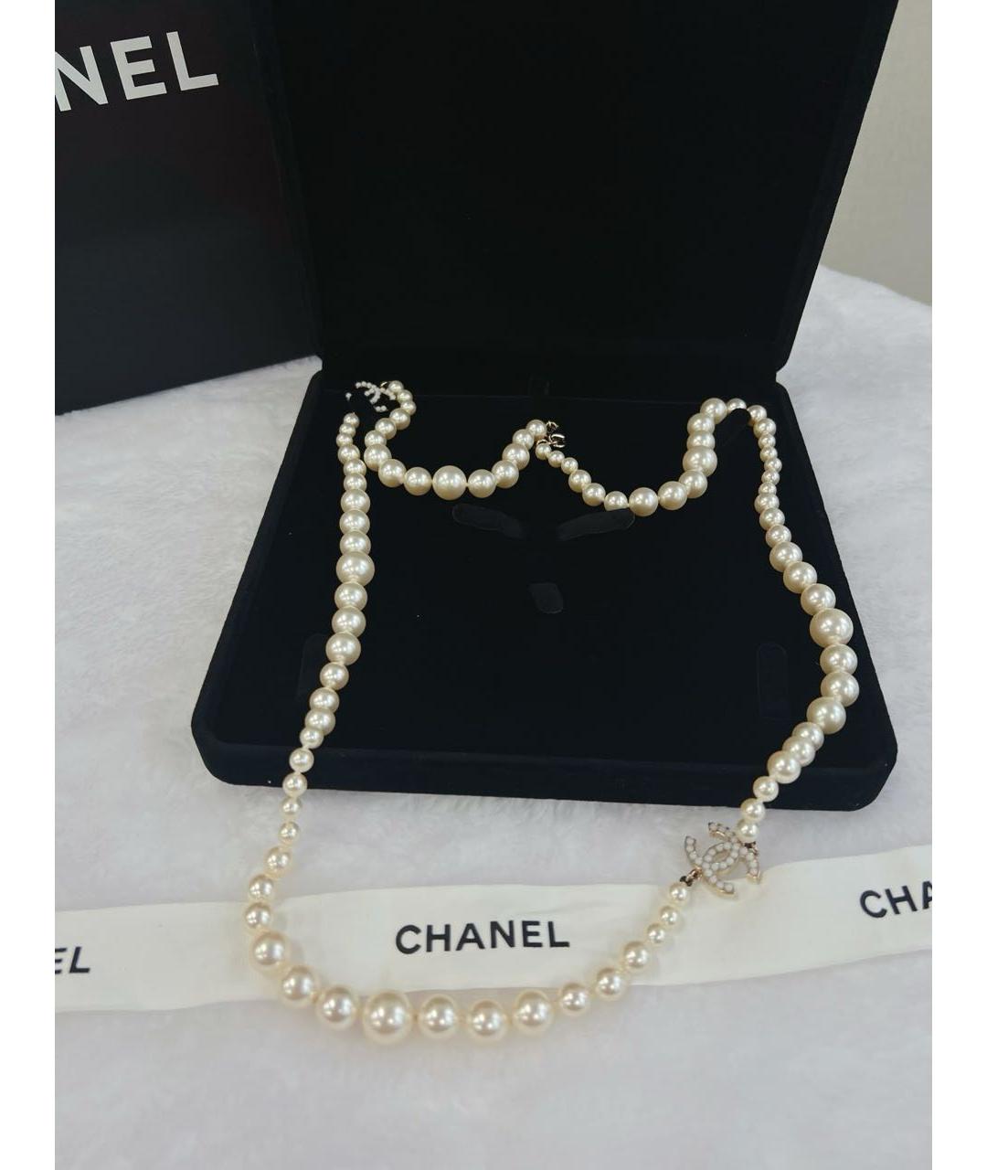 CHANEL Бежевое жемчужное колье, фото 4