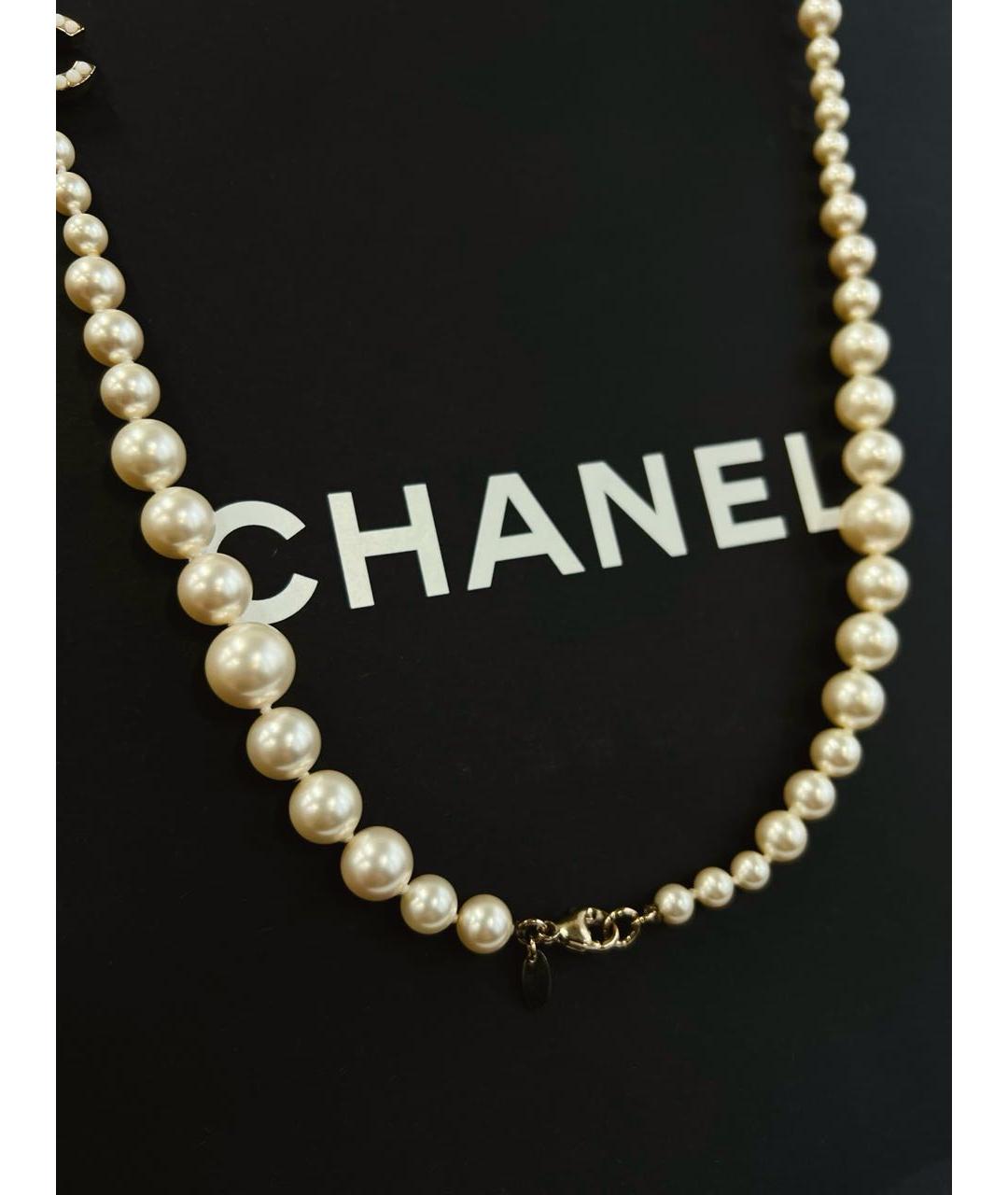 CHANEL Бежевое жемчужное колье, фото 7
