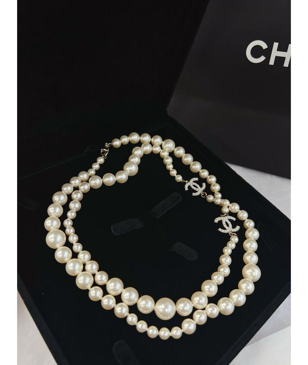 CHANEL Бежевое жемчужное колье, фото 8