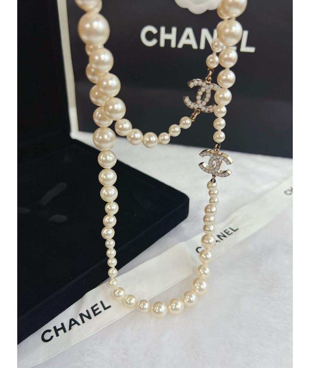CHANEL Бежевое жемчужное колье, фото 3
