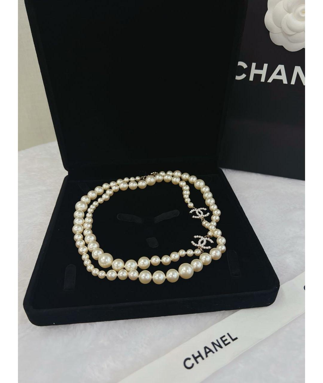 CHANEL Бежевое жемчужное колье, фото 2