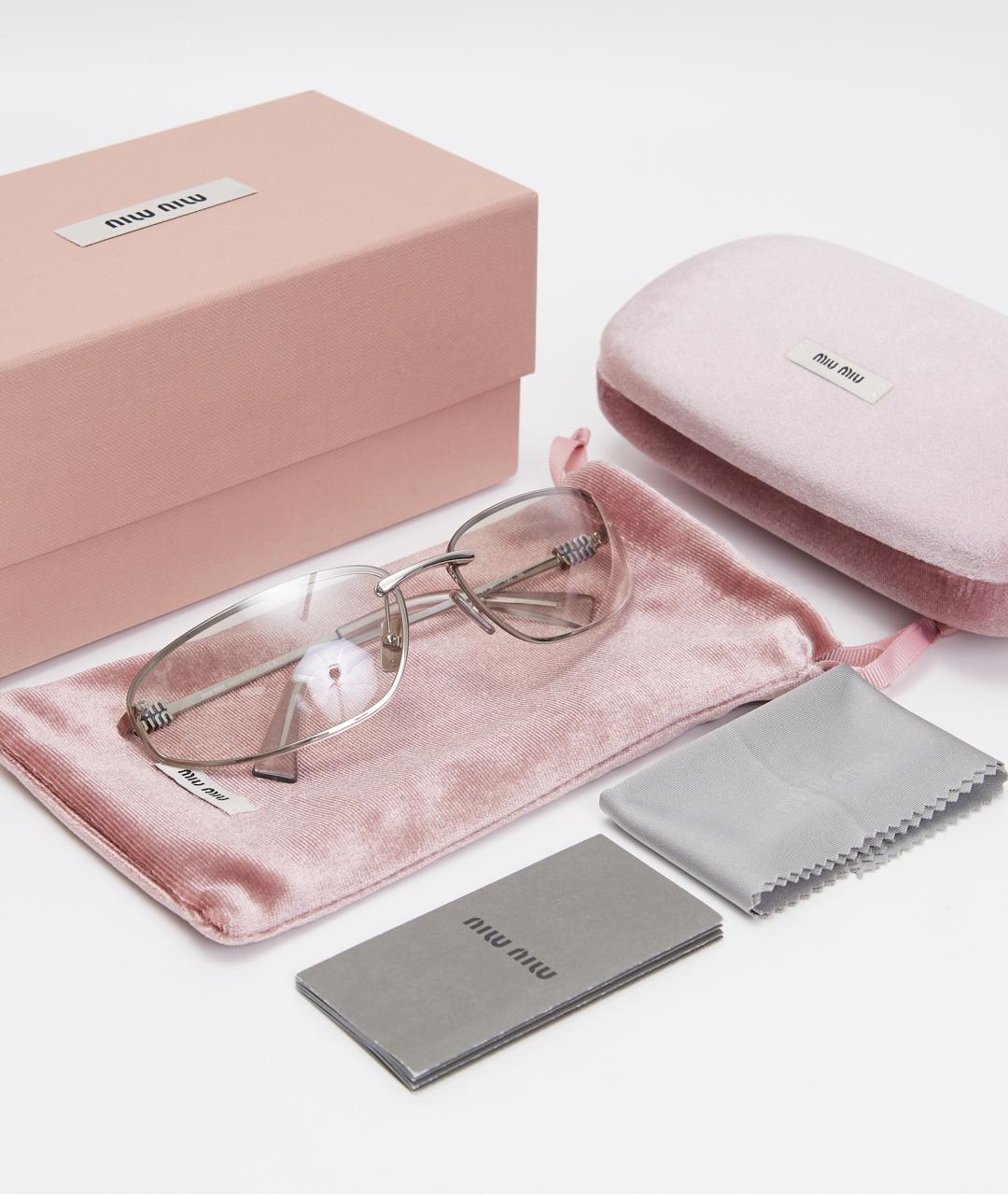 MIU MIU Серебряные металлические солнцезащитные очки, фото 5