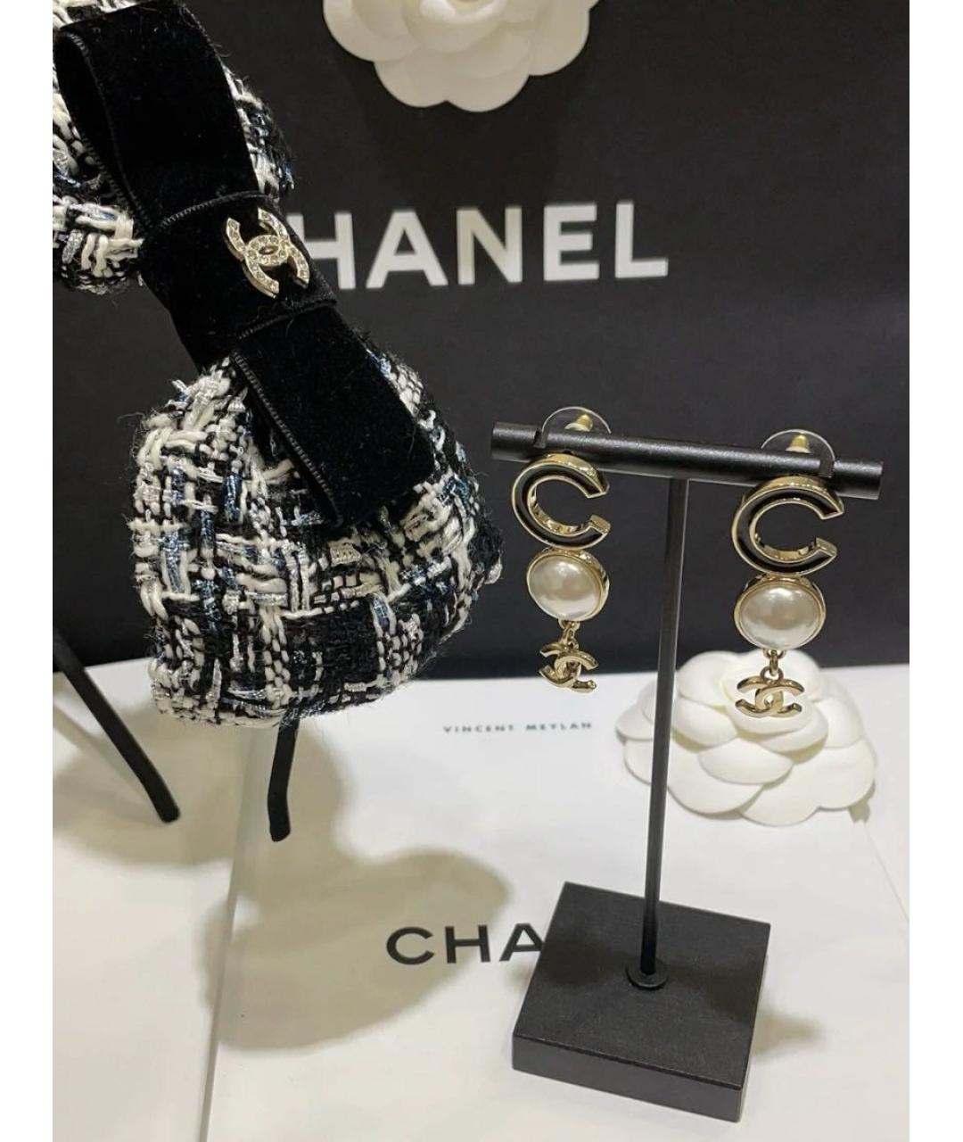 CHANEL Золотые металлические серьги, фото 5