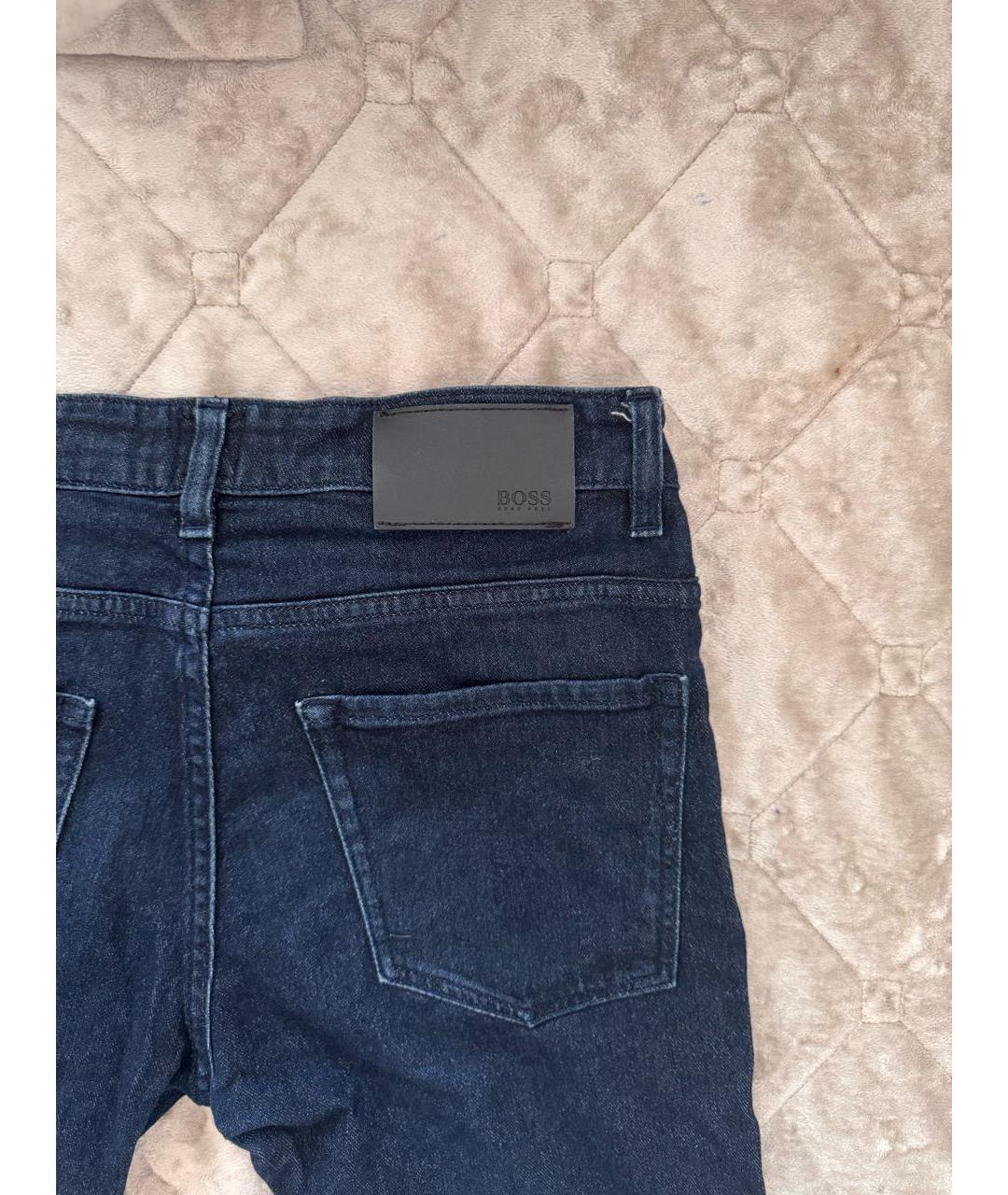 HUGO BOSS Темно-синие хлопковые прямые джинсы, фото 4