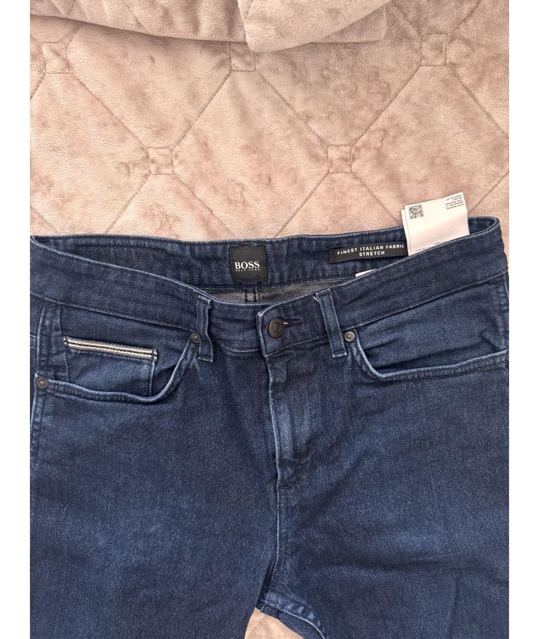 HUGO BOSS Темно-синие хлопковые прямые джинсы, фото 3