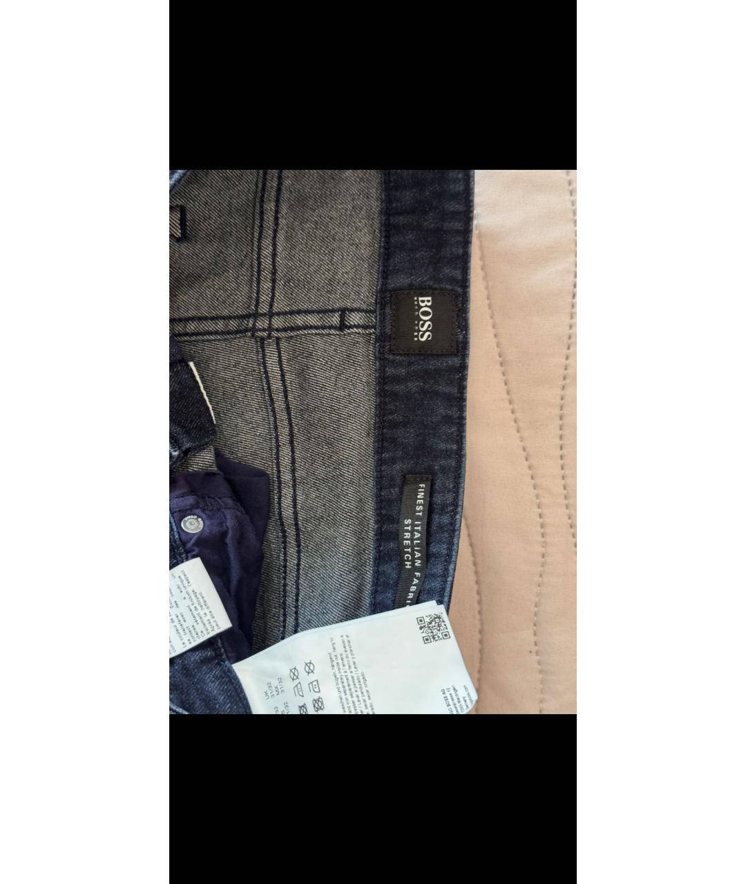 HUGO BOSS Темно-синие хлопковые прямые джинсы, фото 6