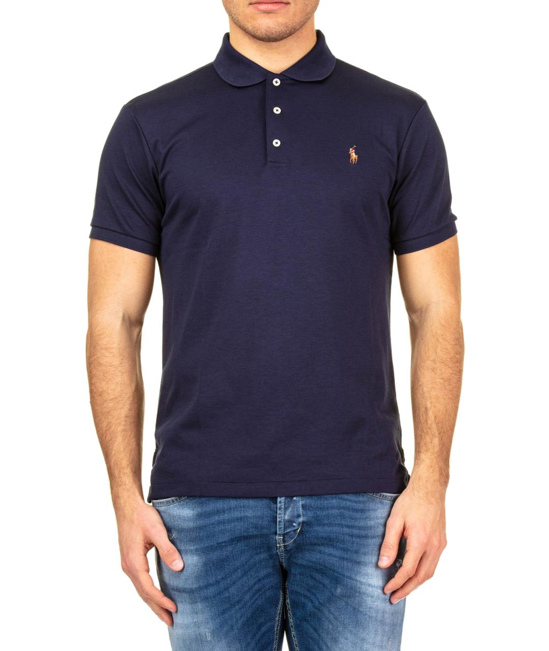 POLO RALPH LAUREN Синее хлопковое поло с коротким рукавом, фото 3