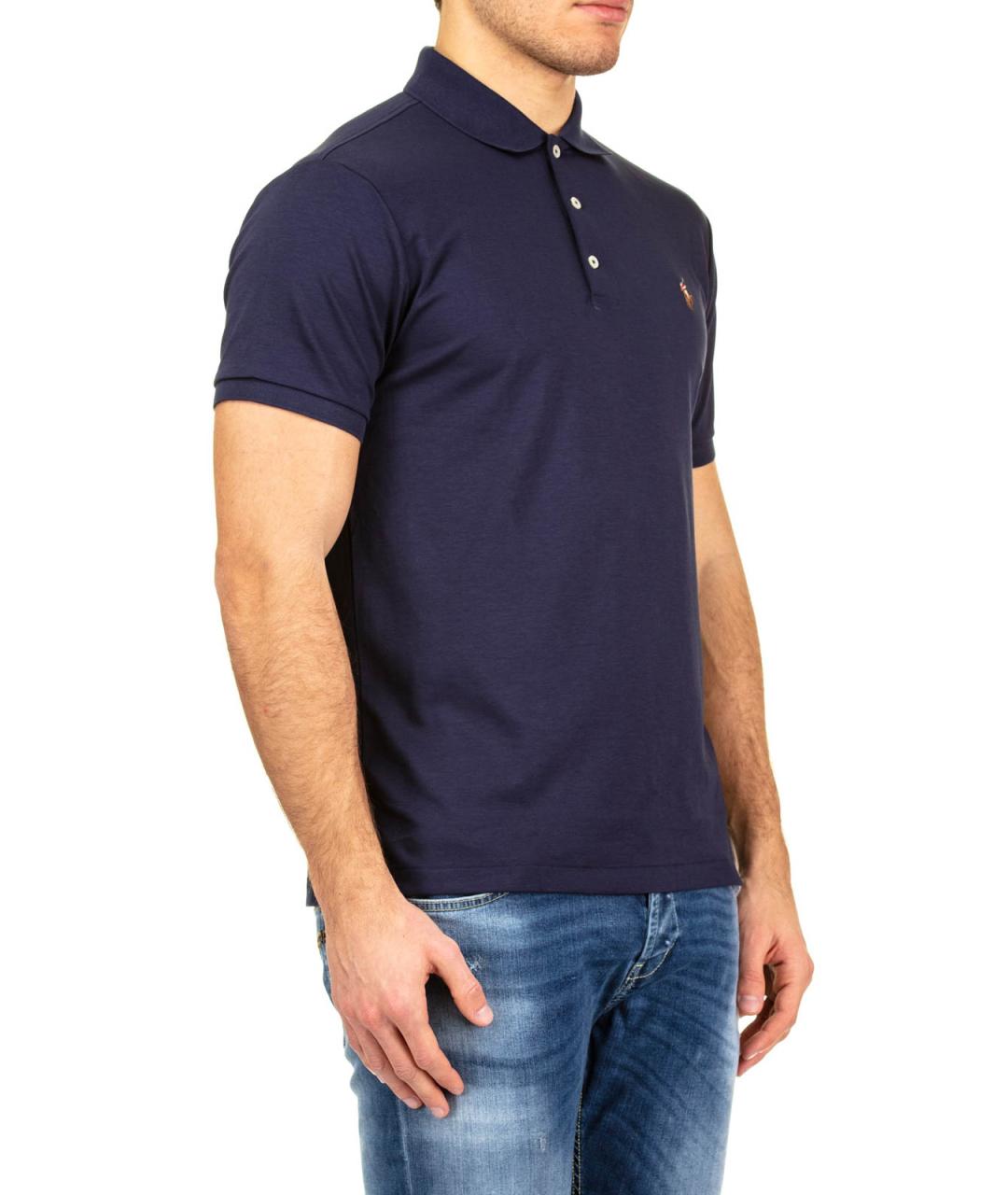 POLO RALPH LAUREN Синее хлопковое поло с коротким рукавом, фото 2