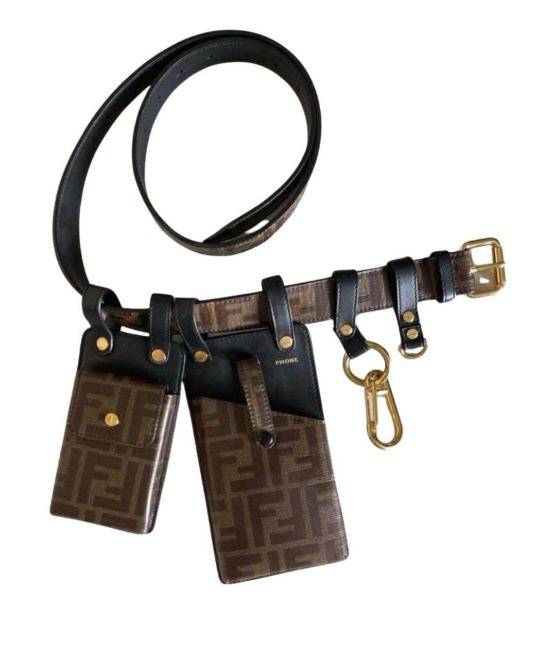 FENDI Коричневый кожаный ремень, фото 1