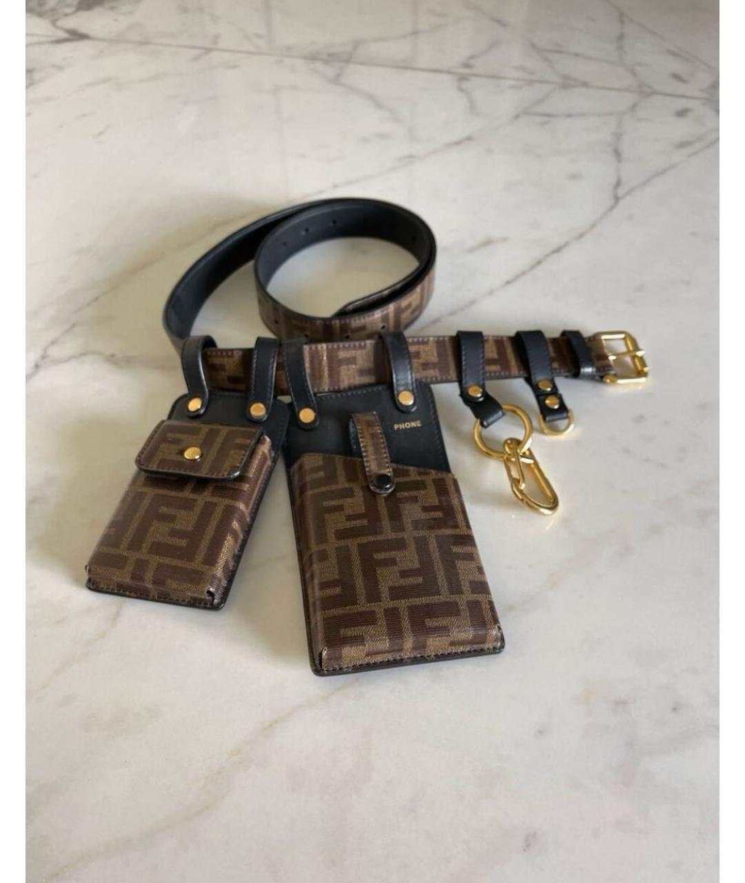 FENDI Коричневый кожаный ремень, фото 3