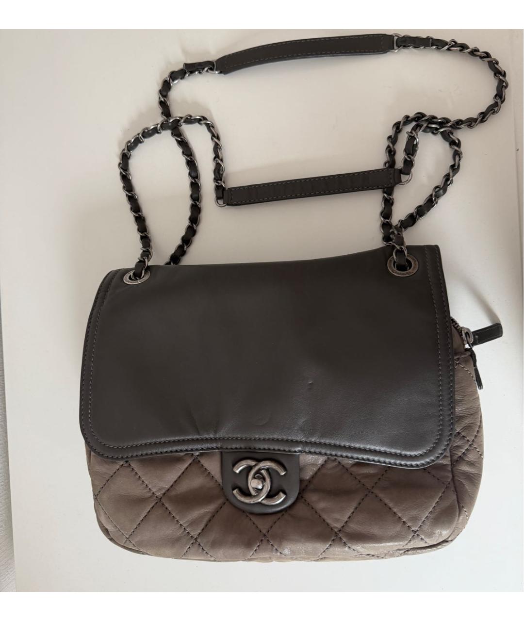 CHANEL Коричневая кожаная сумка через плечо, фото 8