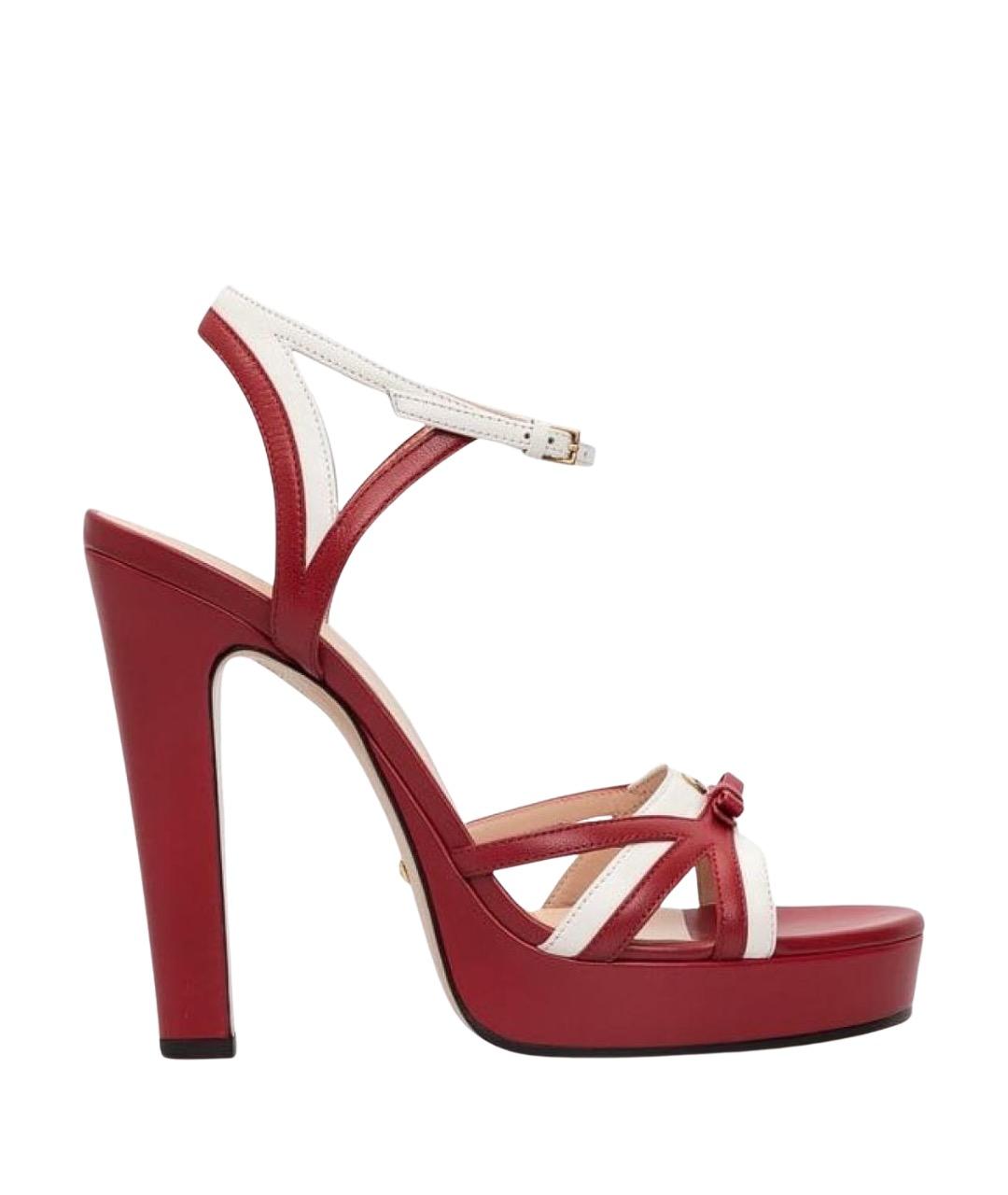 GUCCI Красные кожаные босоножки, фото 1