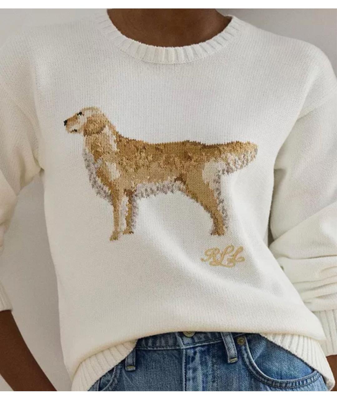 RALPH LAUREN Белый хлопковый джемпер / свитер, фото 4