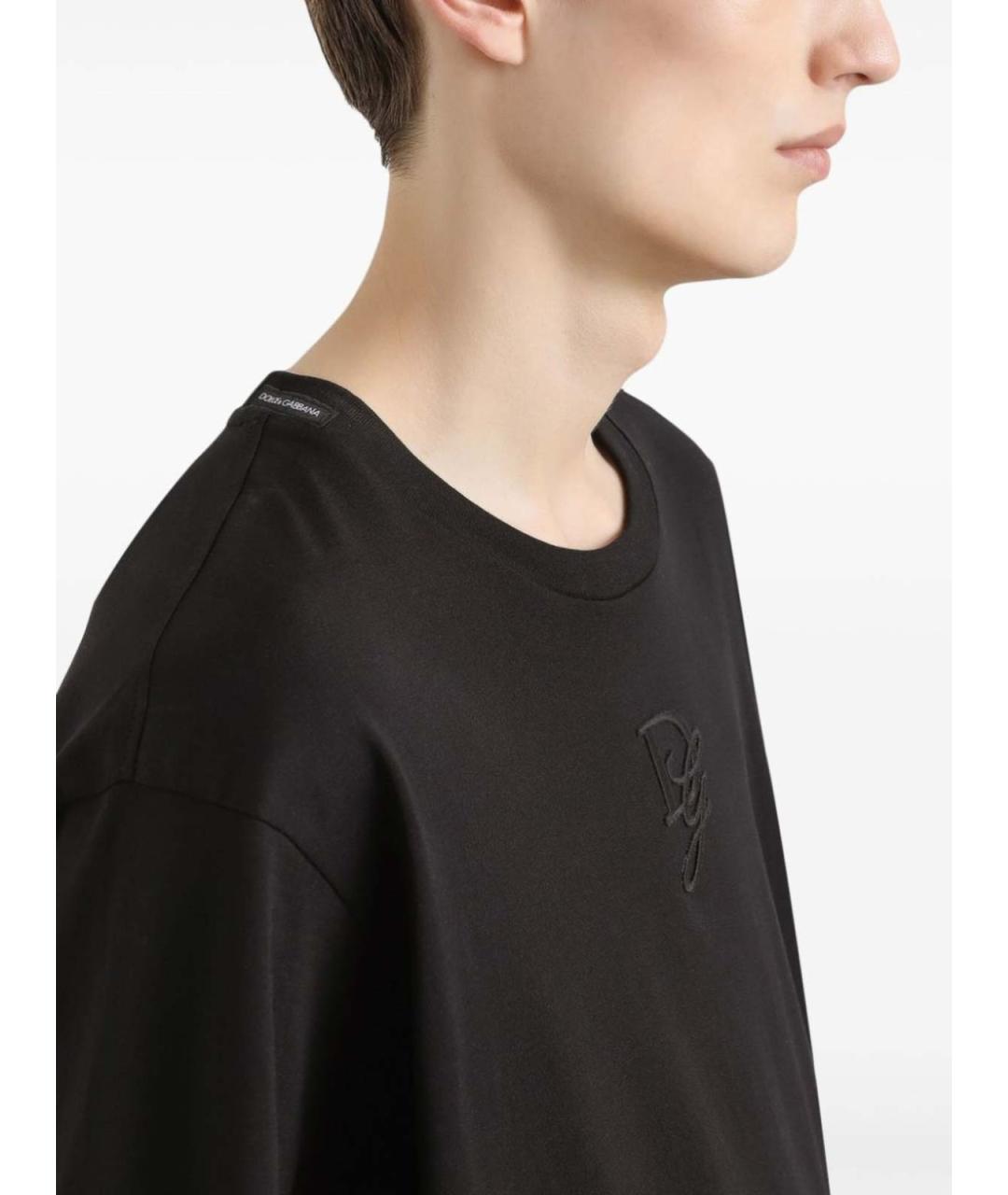 DOLCE&GABBANA Черная хлопковая футболка, фото 4