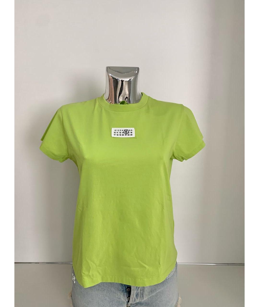 MAISON MARGIELA Салатовая хлопковая футболка, фото 5