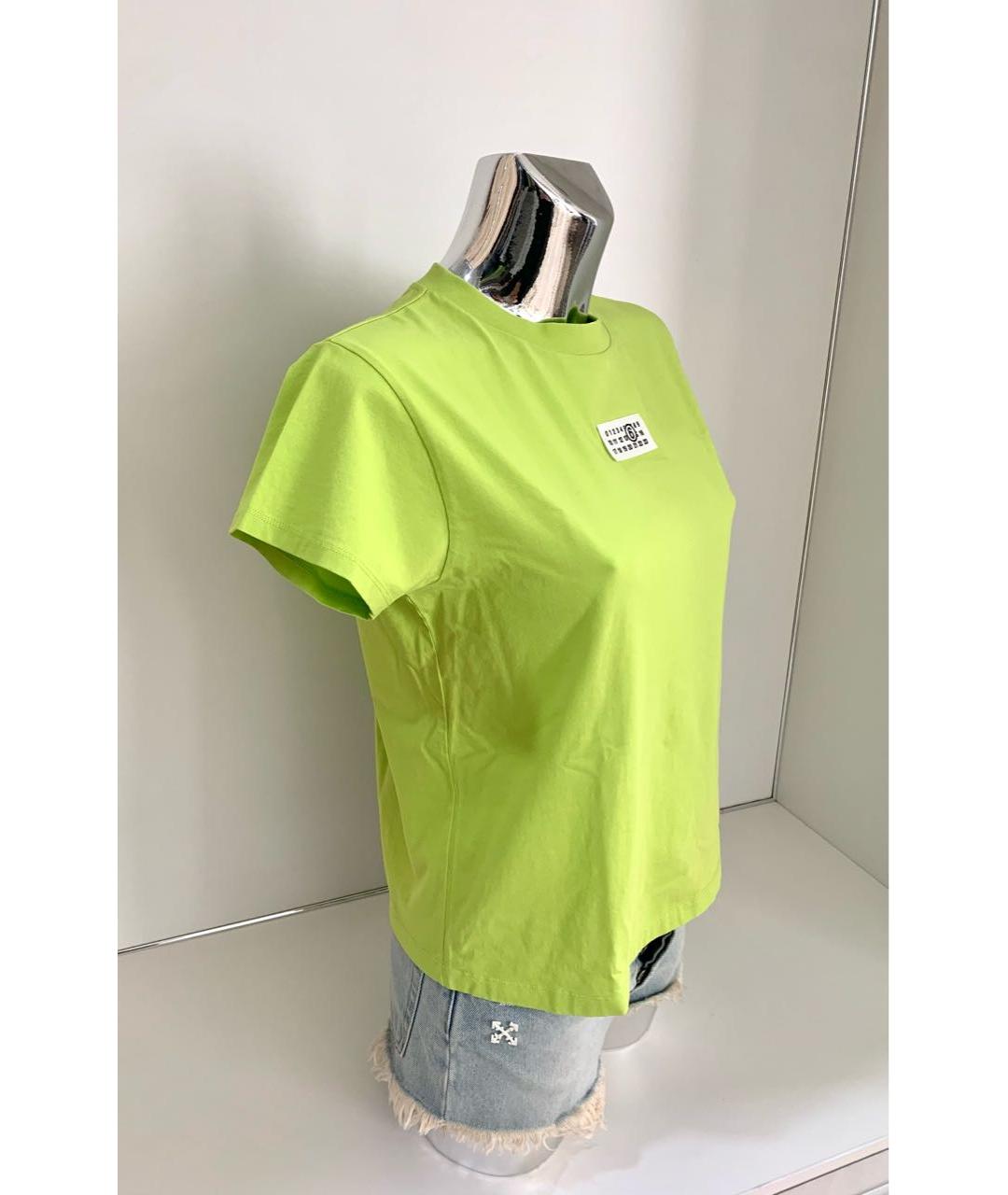 MAISON MARGIELA Салатовая хлопковая футболка, фото 2