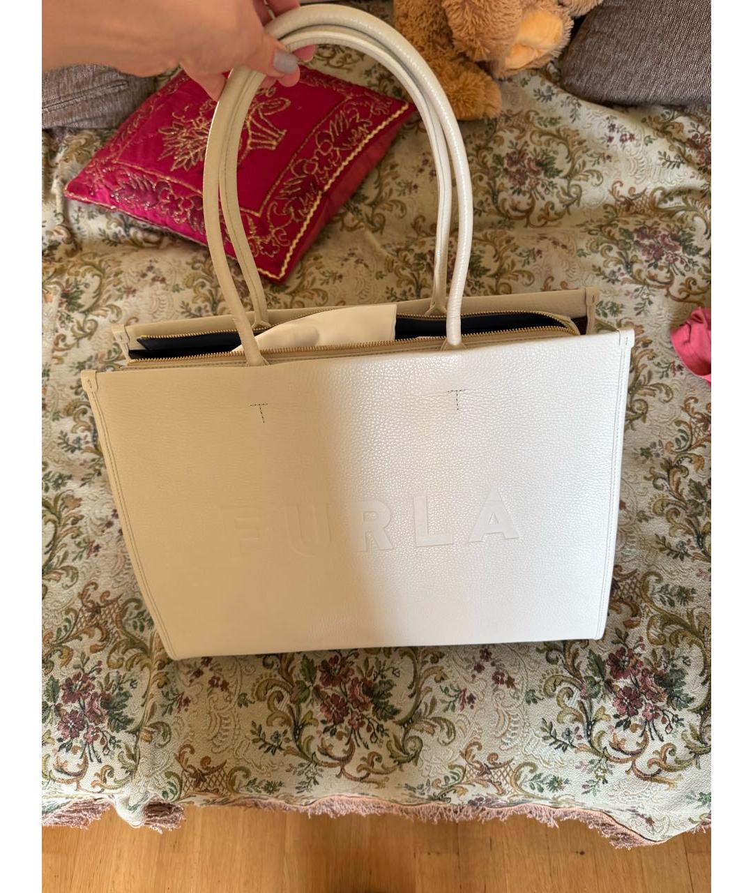FURLA Белая кожаная сумка тоут, фото 3