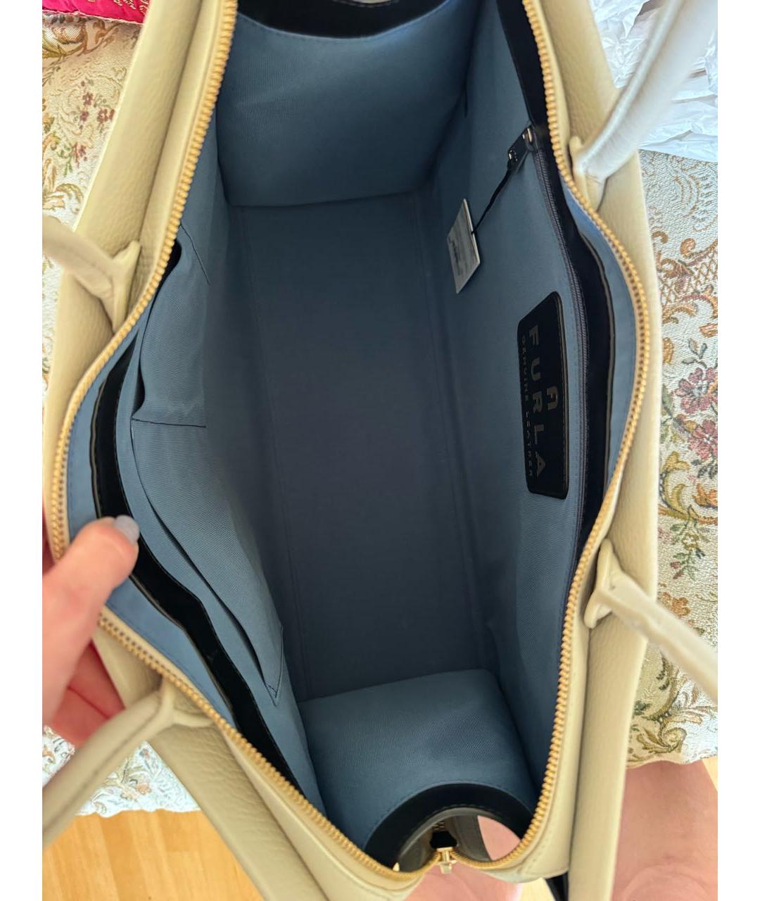 FURLA Белая кожаная сумка тоут, фото 4