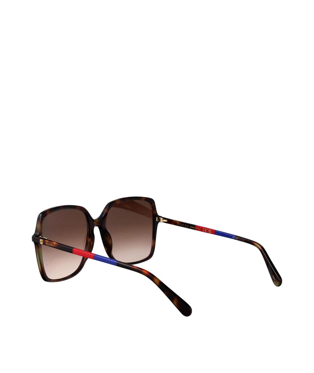 GUCCI Коричневые пластиковые солнцезащитные очки, фото 4