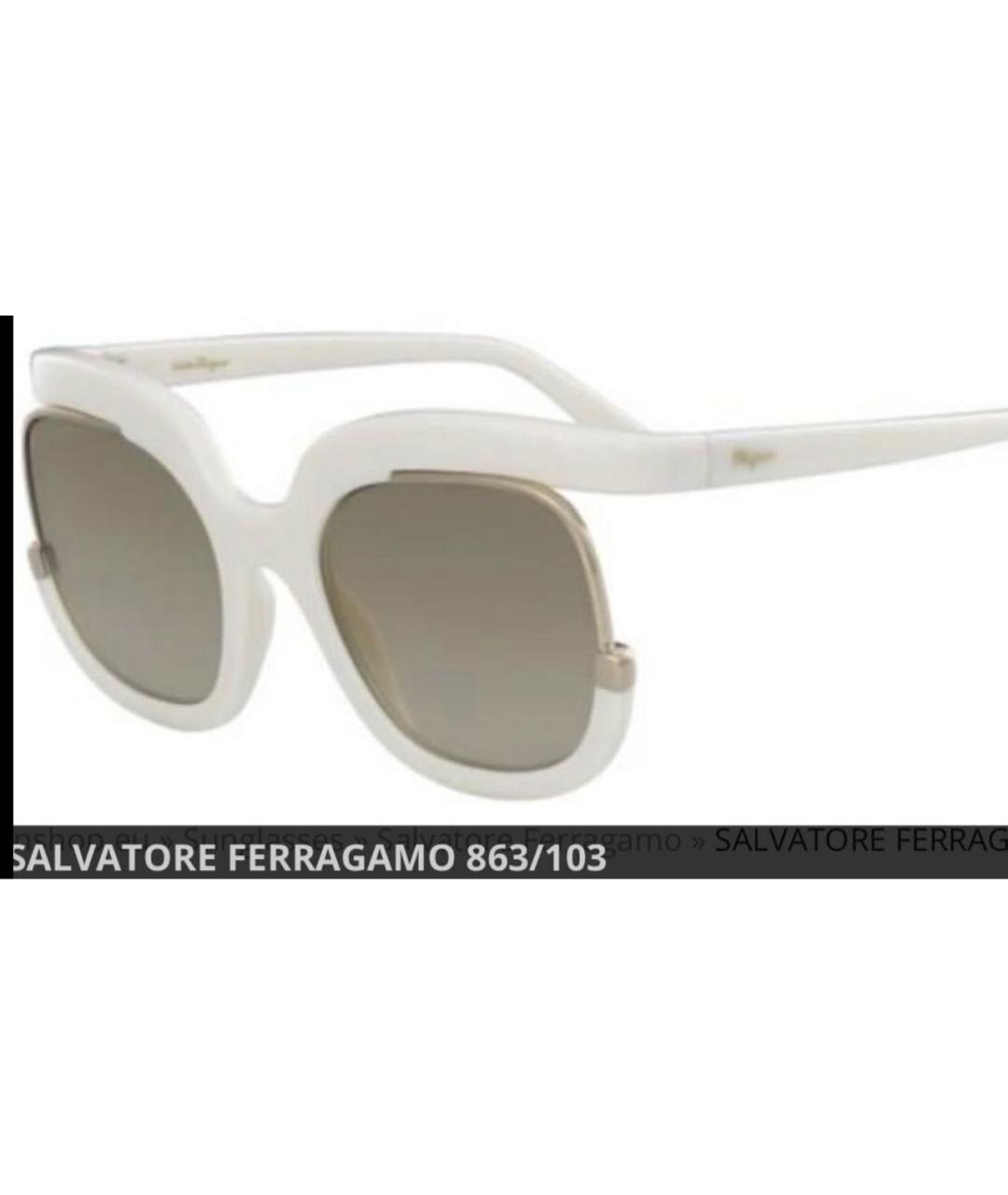 FERRAGAMO Белые пластиковые солнцезащитные очки, фото 5