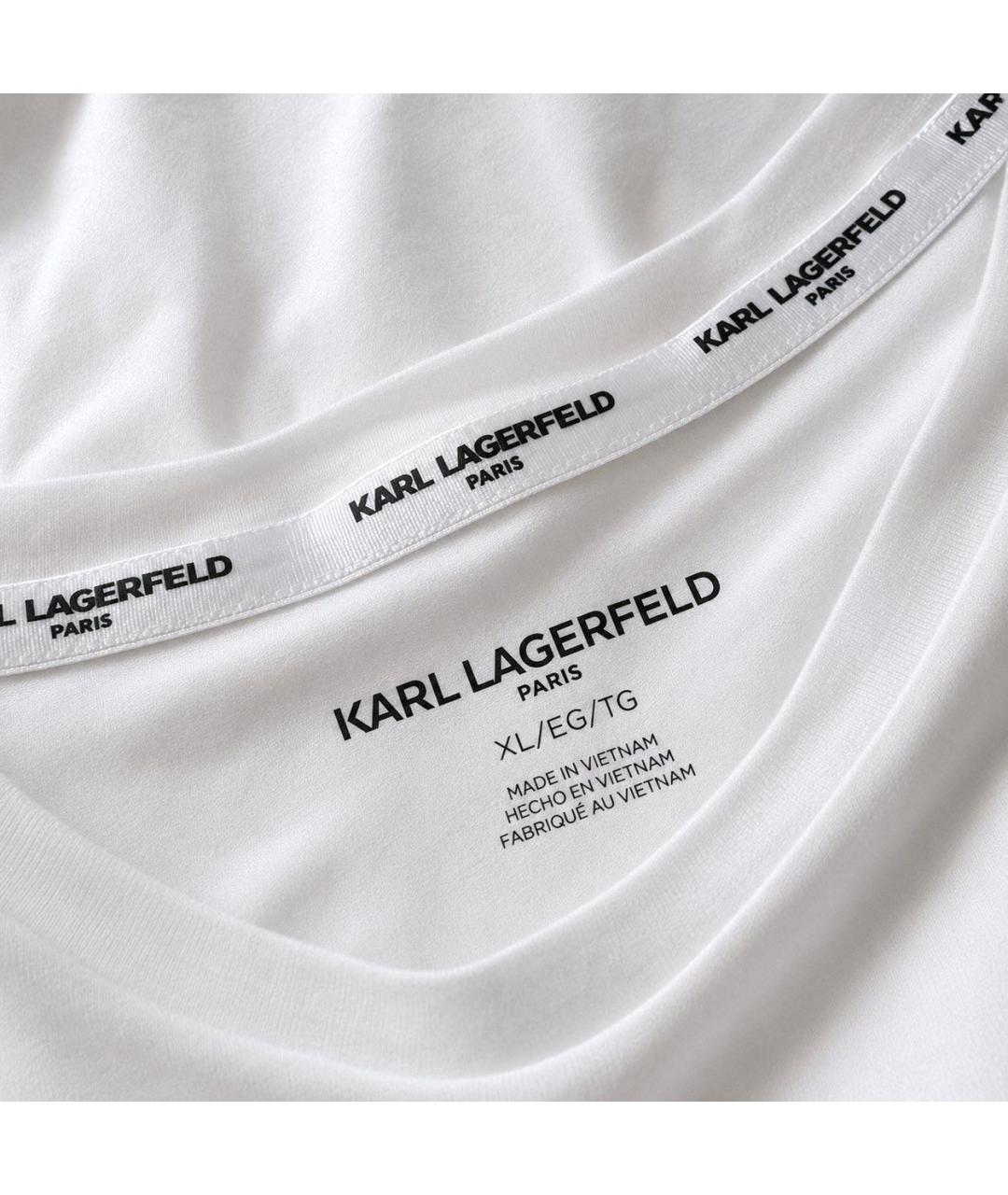 KARL LAGERFELD Белая хлопко-эластановая футболка, фото 3